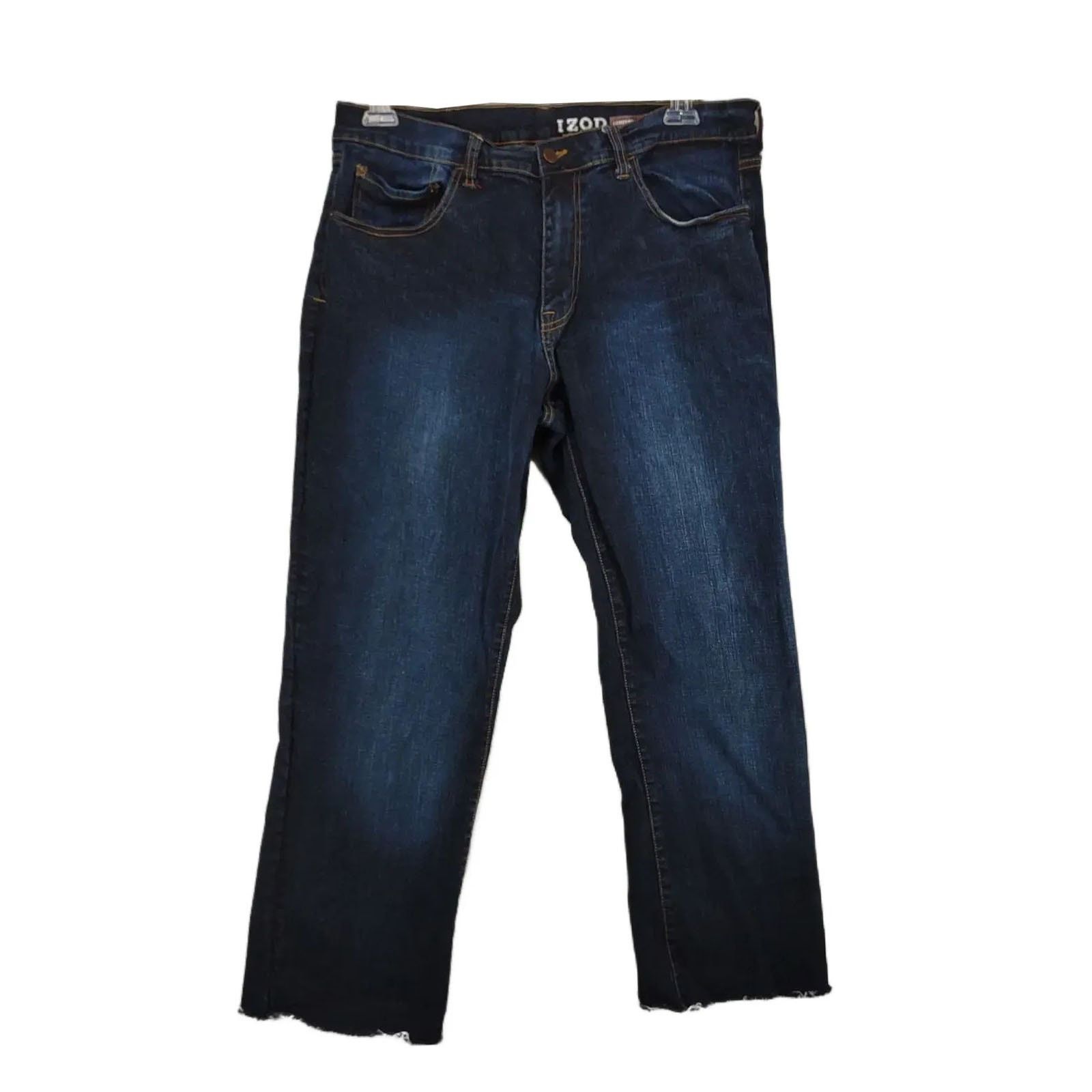 Izod IZOD Men's 36" Dark Wash Stretch Denim Cuff Leg Jeans Size US 36 / EU 52 - 8 Thumbnail
