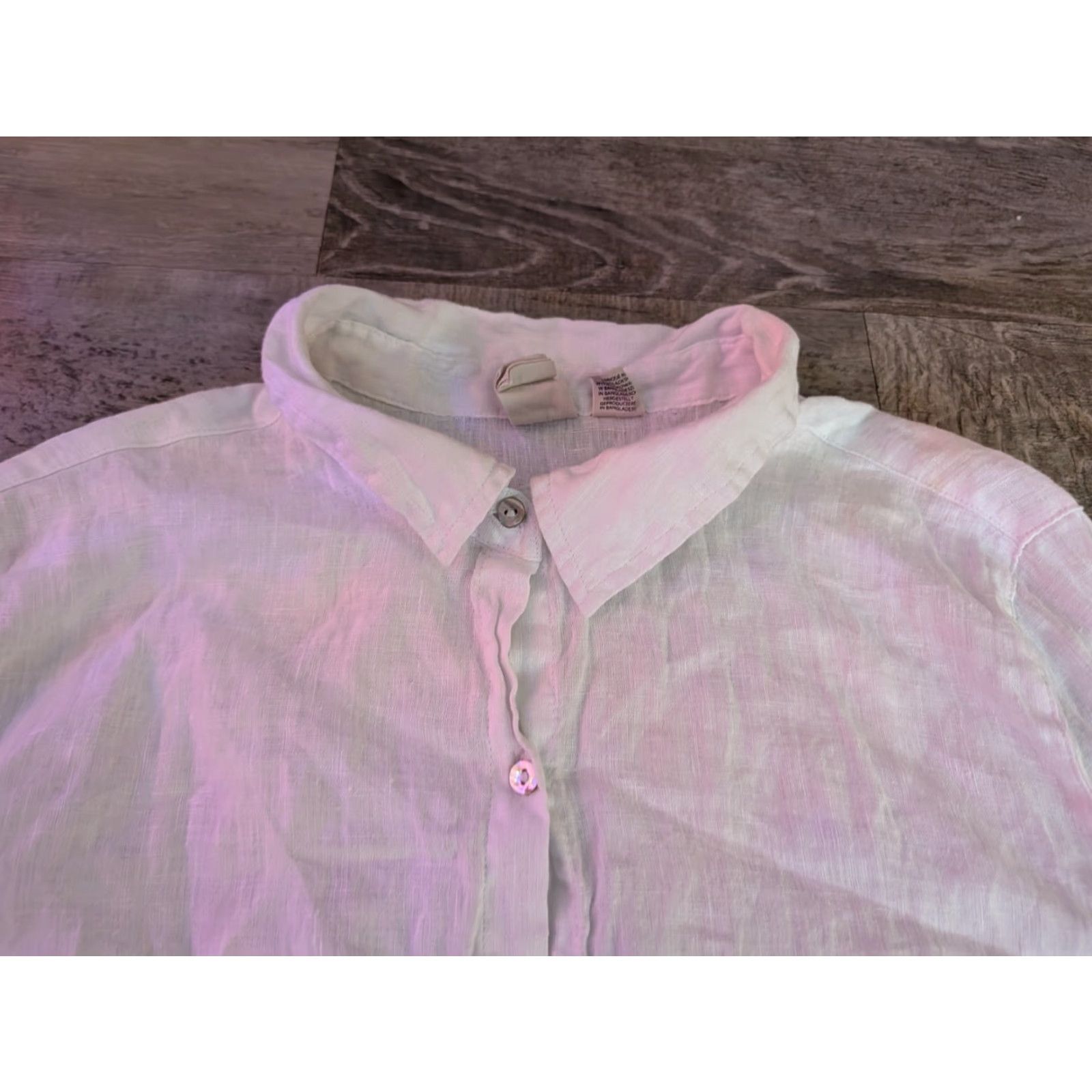 Joie Joie 100% Linen Button Down Blouse Shirt White Long Sleeve Size Large EUC Size L / US 10 / IT 46 - 2 Thumbnail