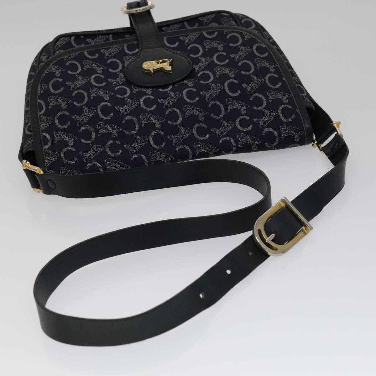Celine CELINE C Sulky Shoulder Bag Canvas Navy Gold Size ONE SIZE - 7 Thumbnail