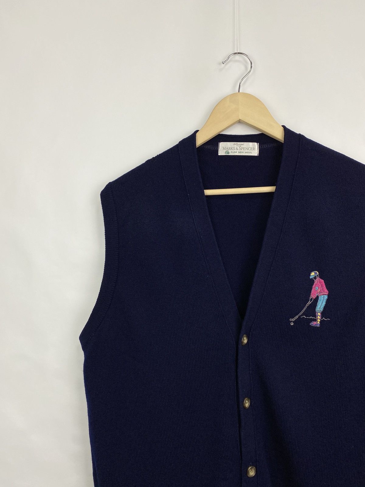 Marks & Spencer Vintage 90s Golf Marks Spencer Wool Sweater Vest Retro Y2K Size US L / EU 52-54 / 3 - 2 Thumbnail