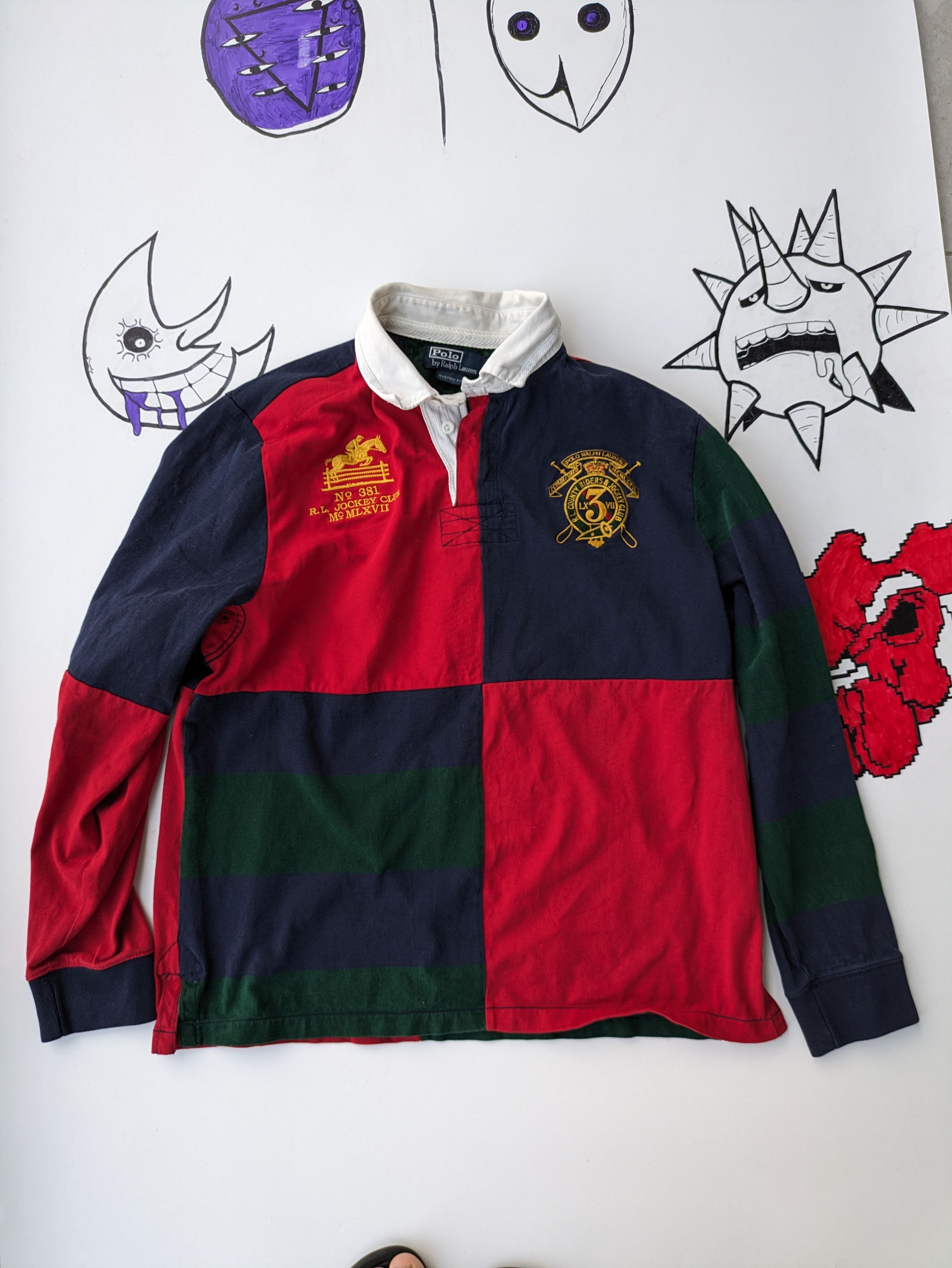 Pre-owned Polo Ralph Lauren X Vintage Polo Ralph Multicoloured Polo Longsleeve In Multicolor