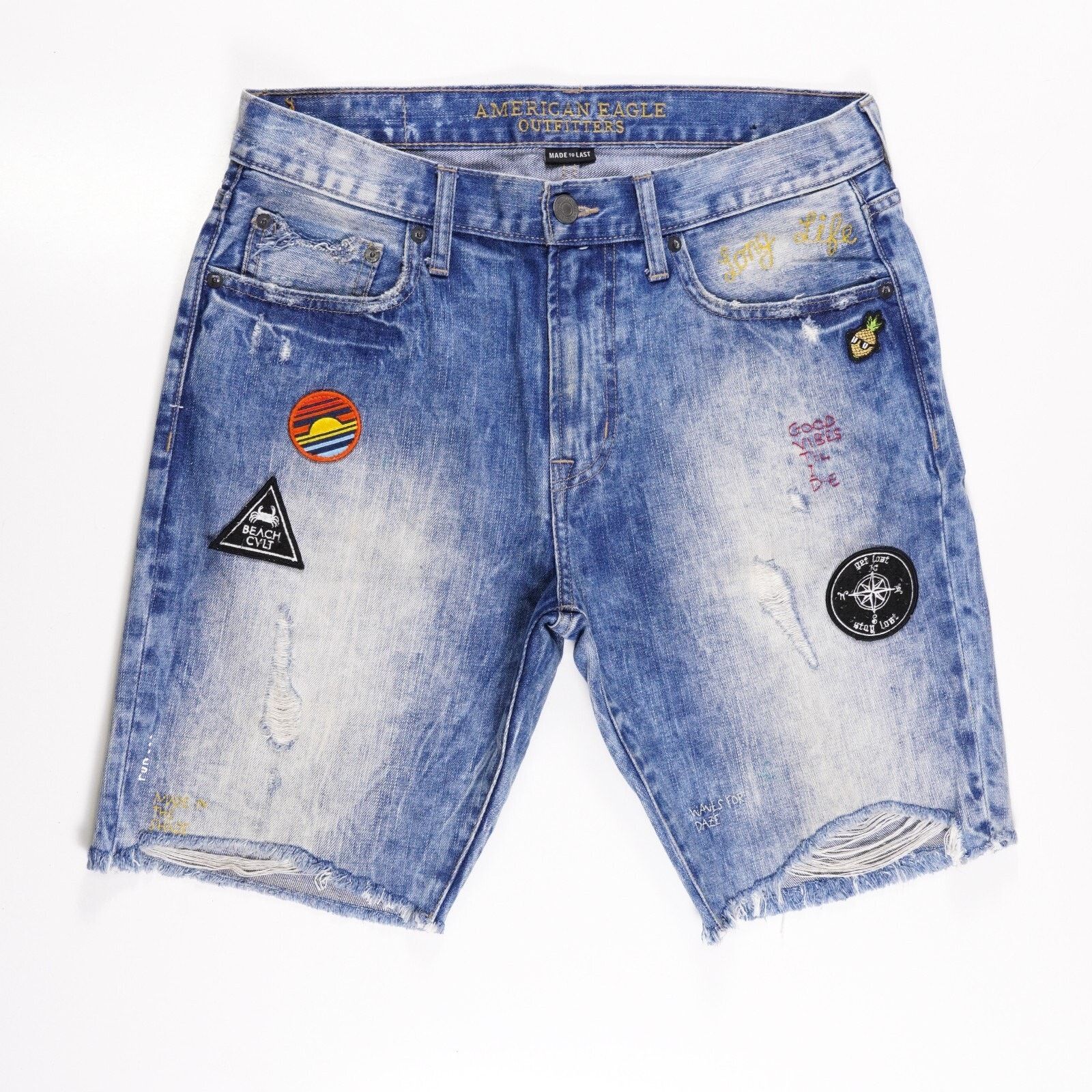 American Eagle Outfitters American Eagle Distressed Denim Jeans Straight Leg Shorts 32 Size US 32 / EU 48 - 1 Thumbnail