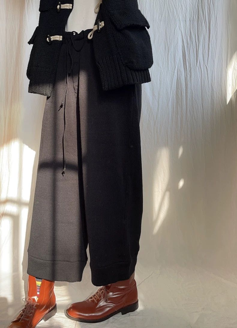 Y's Y's size 3 Black knit wide-leg pants Size US 28 / EU 44 - 5 Thumbnail