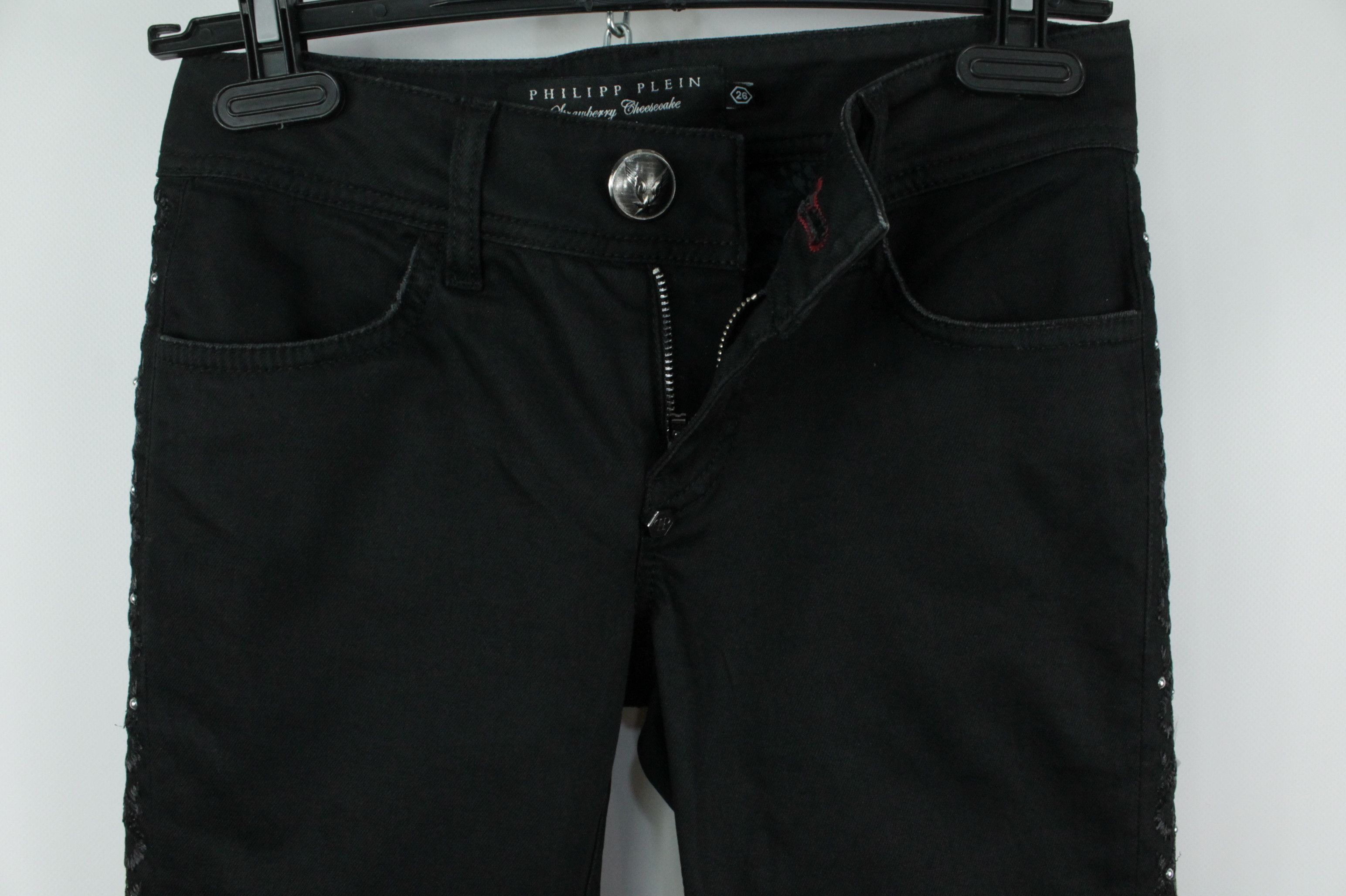 Designer × Philipp Plein Philipp Plein Strawberry Cheesecake Black Denim Women Jeans Size 26" / US 2 / IT 38 - 3 Thumbnail