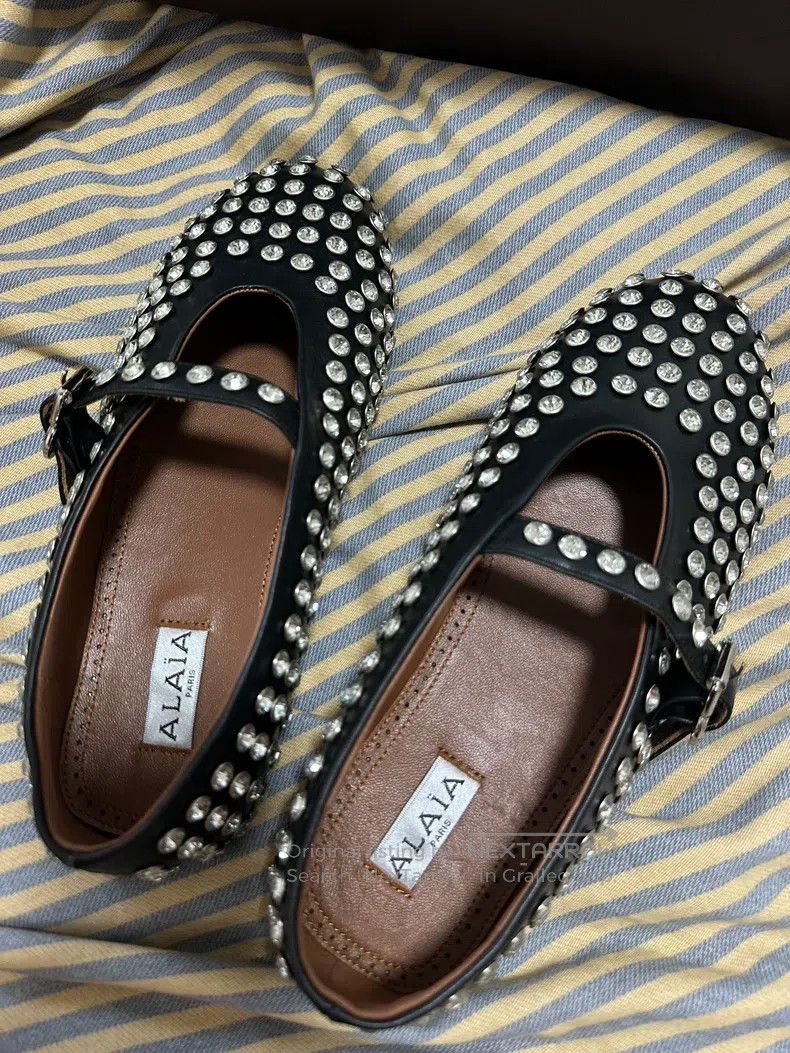 Alaia Alaia Glitter Buckle Flat Ballet Shoes Women Black Size US 6.5 / IT 36.5 - 4 Thumbnail