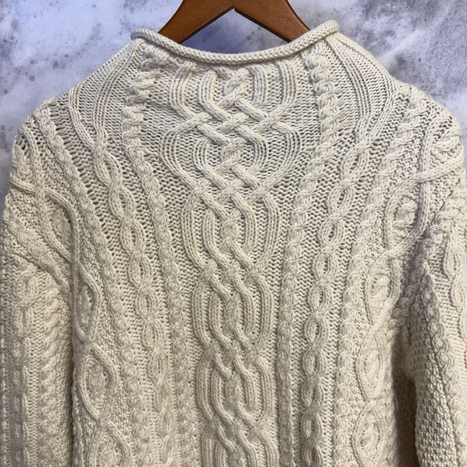Aran Isles Knitwear Aran Crafts Ireland Wool Turtleneck Sweater Womens M Ivory Size M / US 6-8 / IT 42-44 - 3 Thumbnail