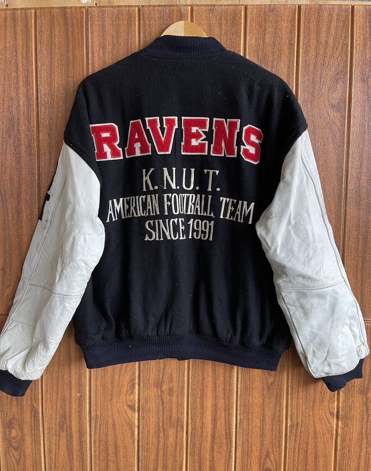 NFL Rare🔥Vtg 90s RAVENS KNUT Varsity Leather Jacket Size US XL / EU 56 / 4 - 5 Thumbnail