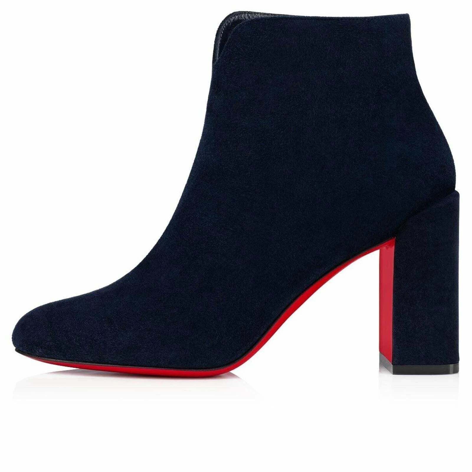 Christian Louboutin Christian Louboutin Castarika 85 Nocturne Blue Suede Ankle Size US 5.5 / IT 35.5 - 3 Thumbnail
