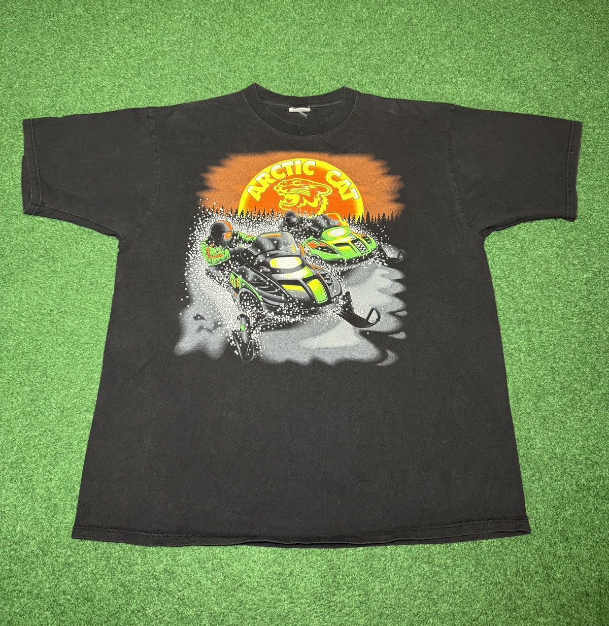 Vintage 90s Artic Cat Snowmobile Racing XL Black T Shirt