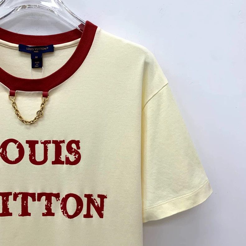 Louis Vuitton Louis Vuitton Crewneck short-sleeve T-shirt in beige logo Size M / US 6-8 / IT 42-44 - 3 Thumbnail