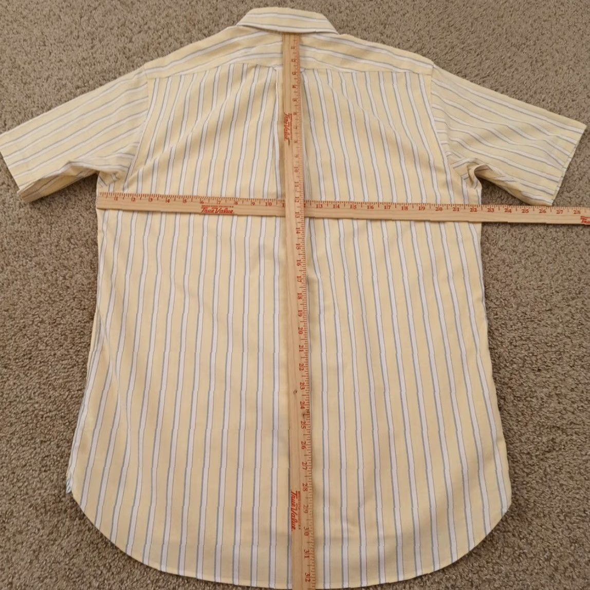 Lands' End Lands' End Oxford Shirt Mens 15.5 Yellow Striped Short Sleeve Button-Down Cotton Shirt Mens Size US L / EU 52-54 / 3 - 5 Thumbnail