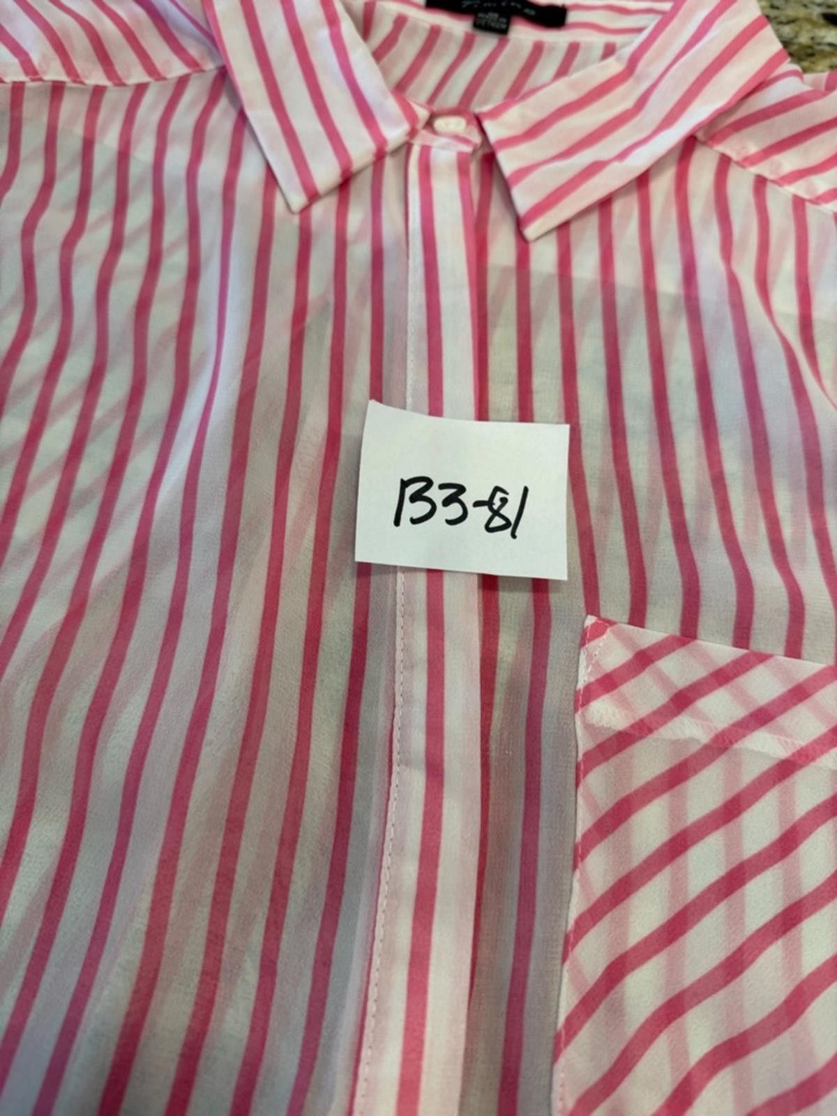 Other Timing crop top pink white stripe sheer short sleeve SZ M Size M / US 6-8 / IT 42-44 - 12 Thumbnail