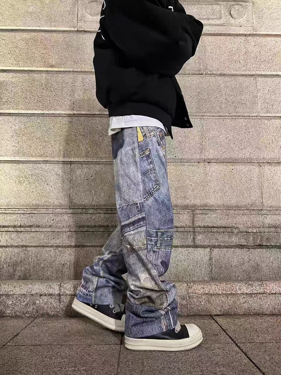 Japanese Brand × Vintage Vintage Street Digital Print Loose Casual Micro Flare Jeans Size US 32 / EU 48 - 2 Thumbnail
