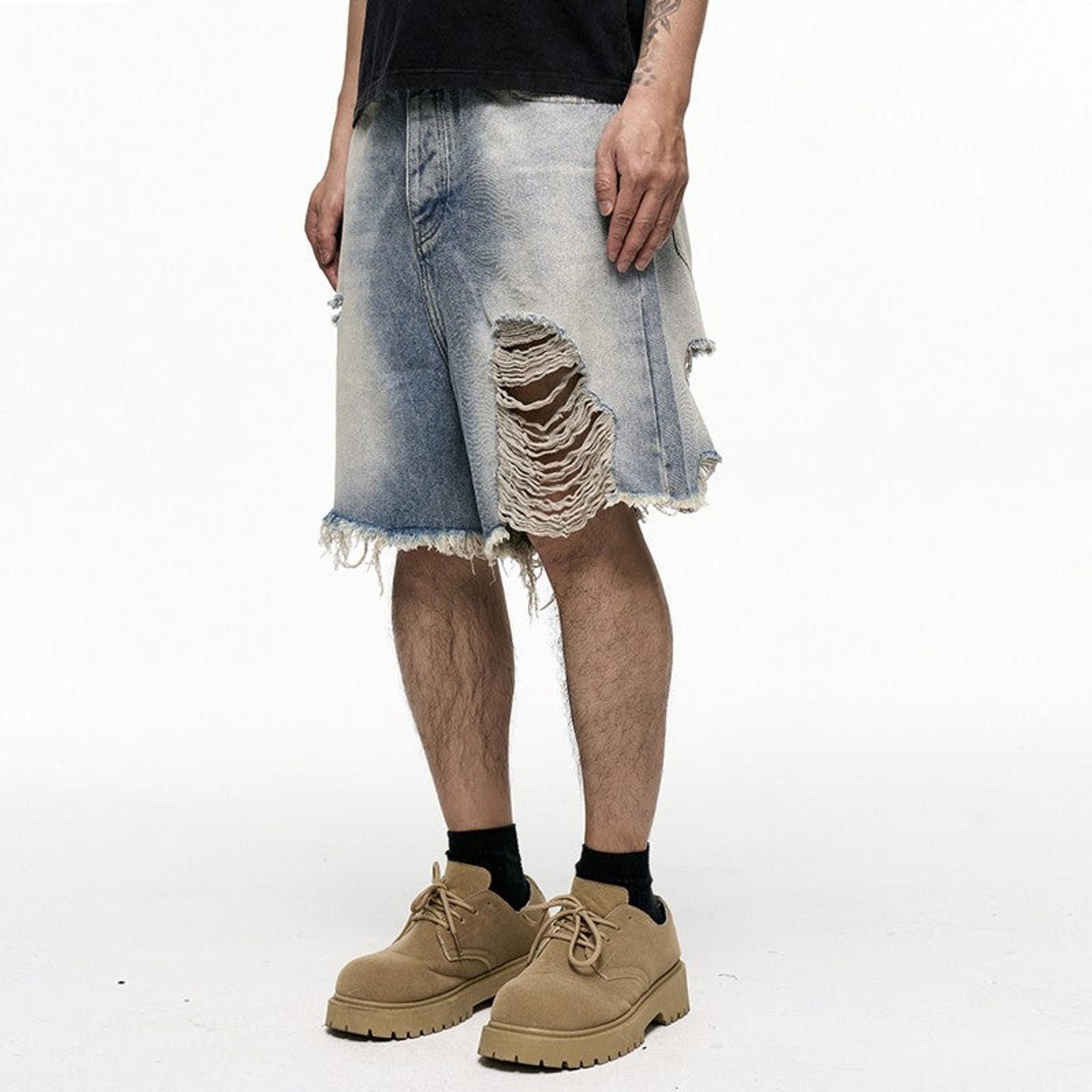 Vintage Distressed Denim Shorts, Ripped Jorts Size US 32 / EU 48 - 3 Thumbnail