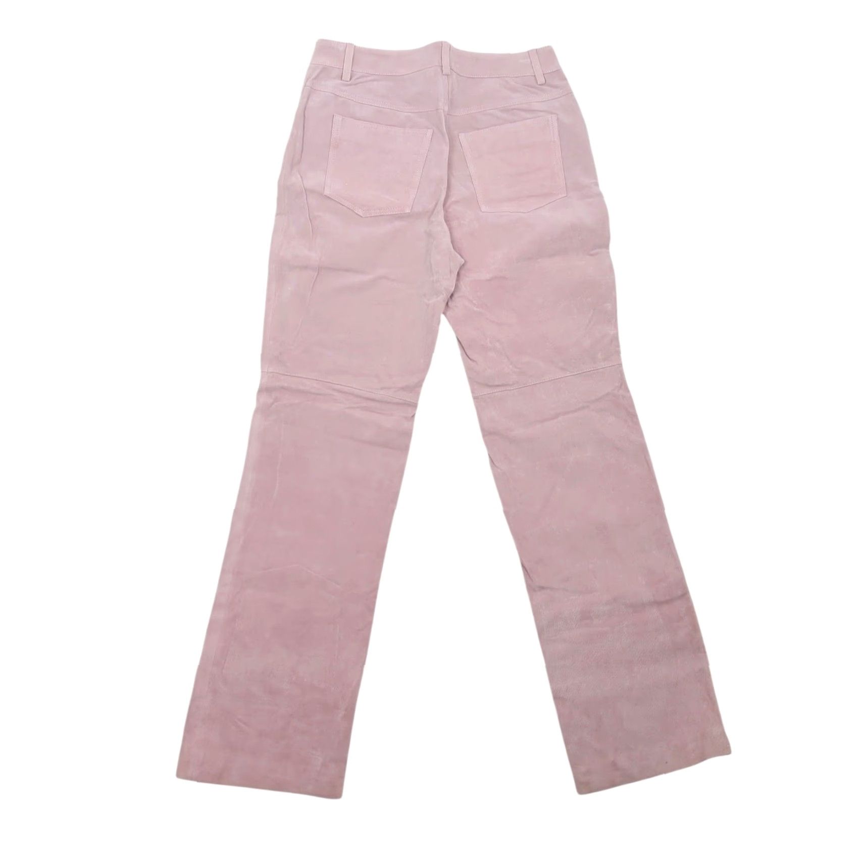 Pinko VINTAGE Jeanology Light Pink Suede Leather Straight Leg Pants 6 Women Size 28" / US 6 / IT 42 - 3 Thumbnail