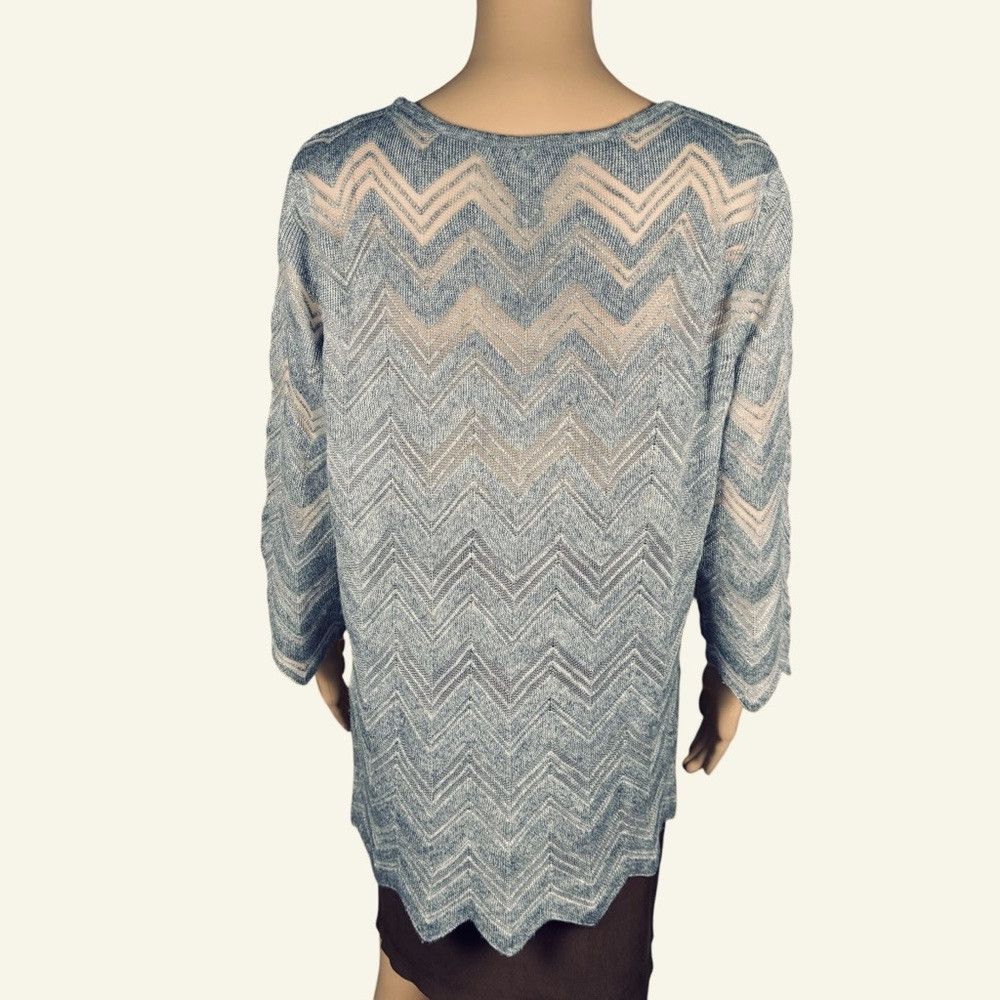 Chicos Chico's Travelers Gray Chevron Knit Sweater Size 2 US L Size L / US 10 / IT 46 - 6 Thumbnail
