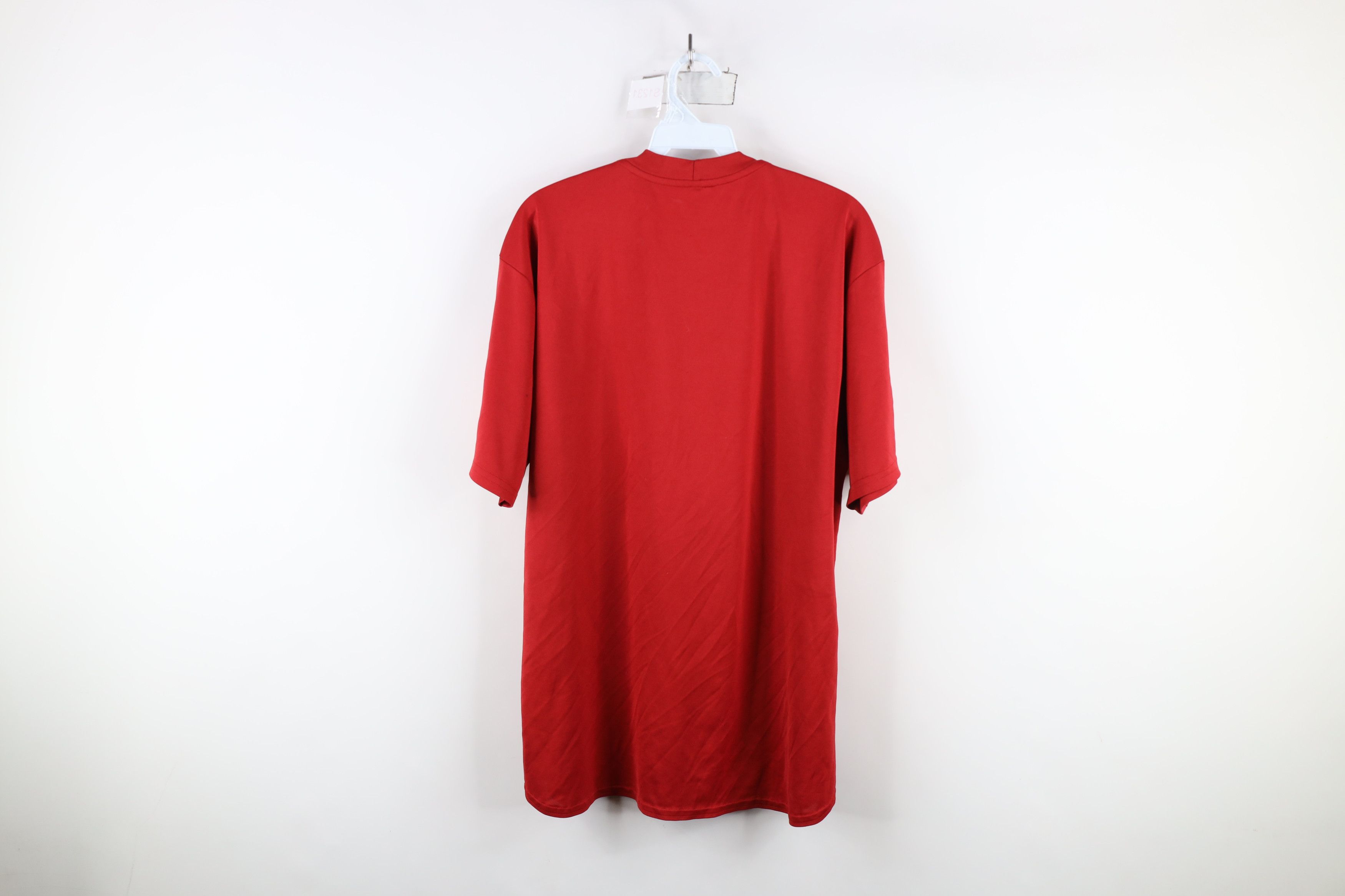 Nike × Vintage Vintage Nike Monochrome Scott Mini Swoosh Knit T-Shirt Red Size US L / EU 52-54 / 3 - 11 Thumbnail