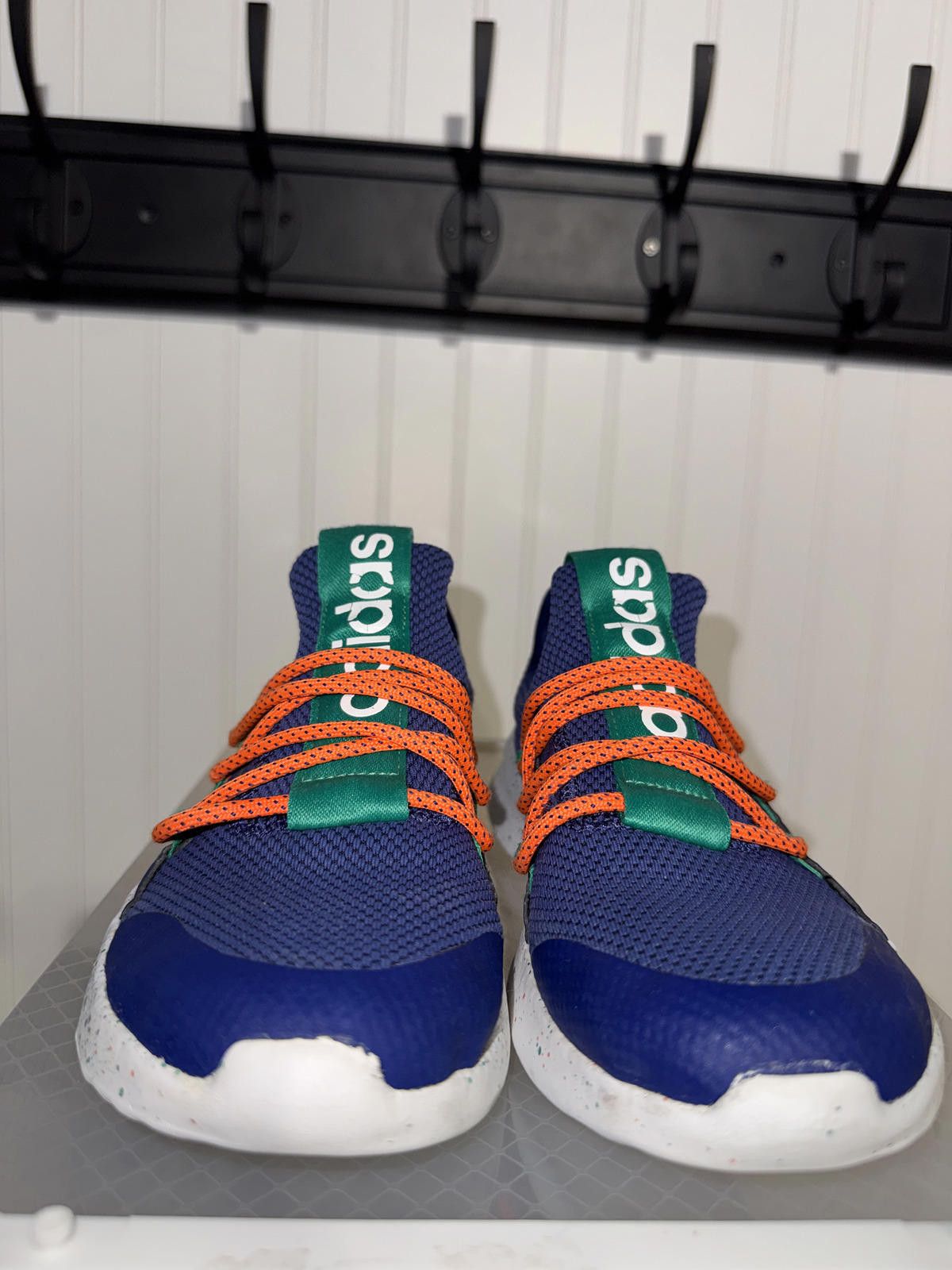 Adidas Adidas Blue and Green Sneakers with Orange Laces, Size 4 US Size US 5 / EU 37 - 1 Thumbnail