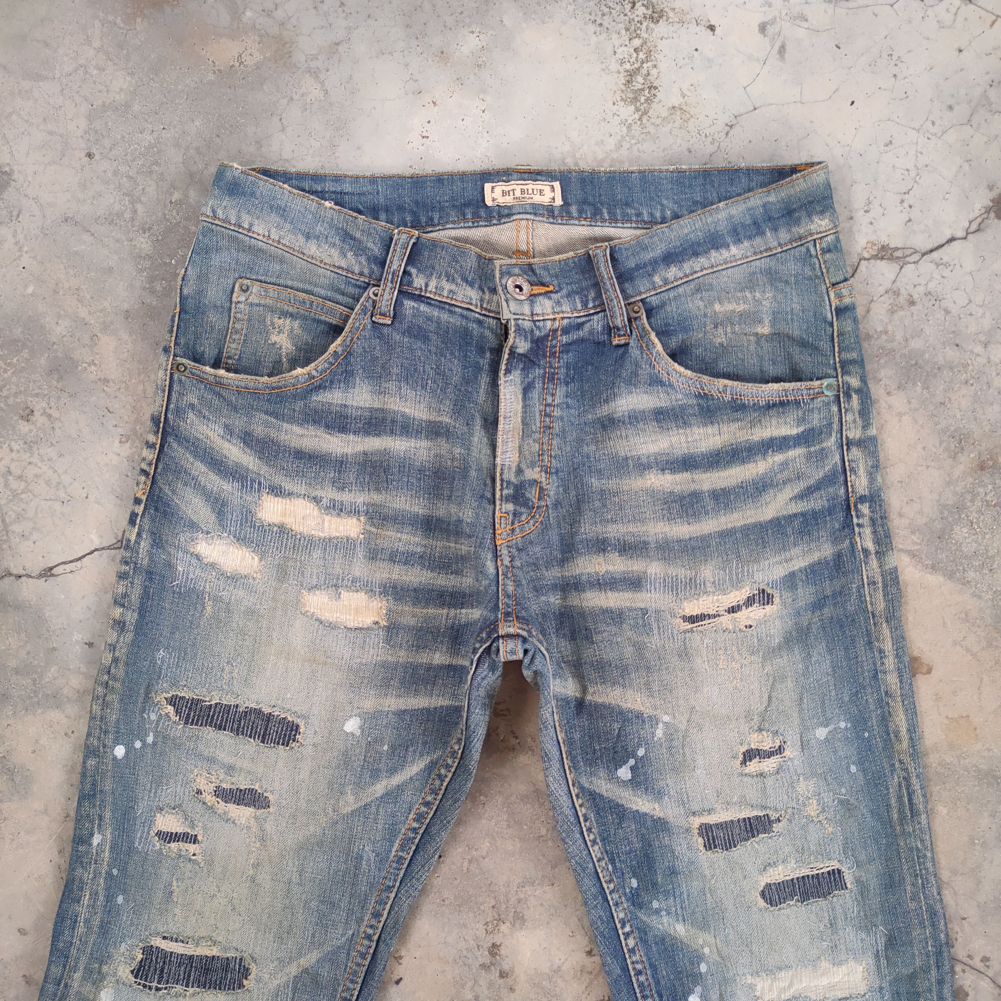 Japanese Brand W30 VINTAGE BIT BLUE SKINNY RIPPED JEANS DENIM PANTS Size US 30 / EU 46 - 3 Thumbnail