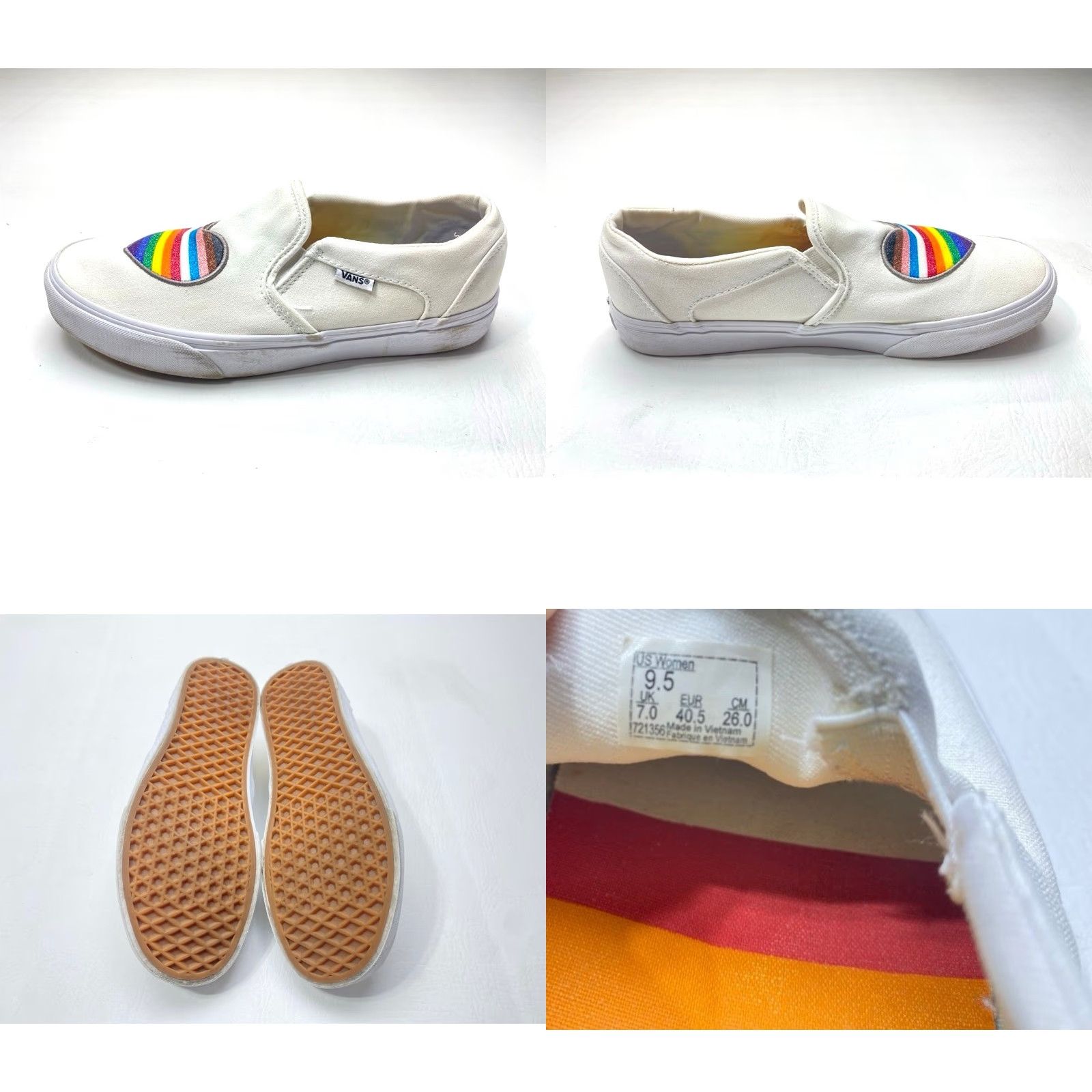 Vans Vans Asher Pride Womens Size 9.5 Rainbow Glitter Heart Slip On Low Top Sneakers Size M / US 6-8 / IT 42-44 - 8 Thumbnail