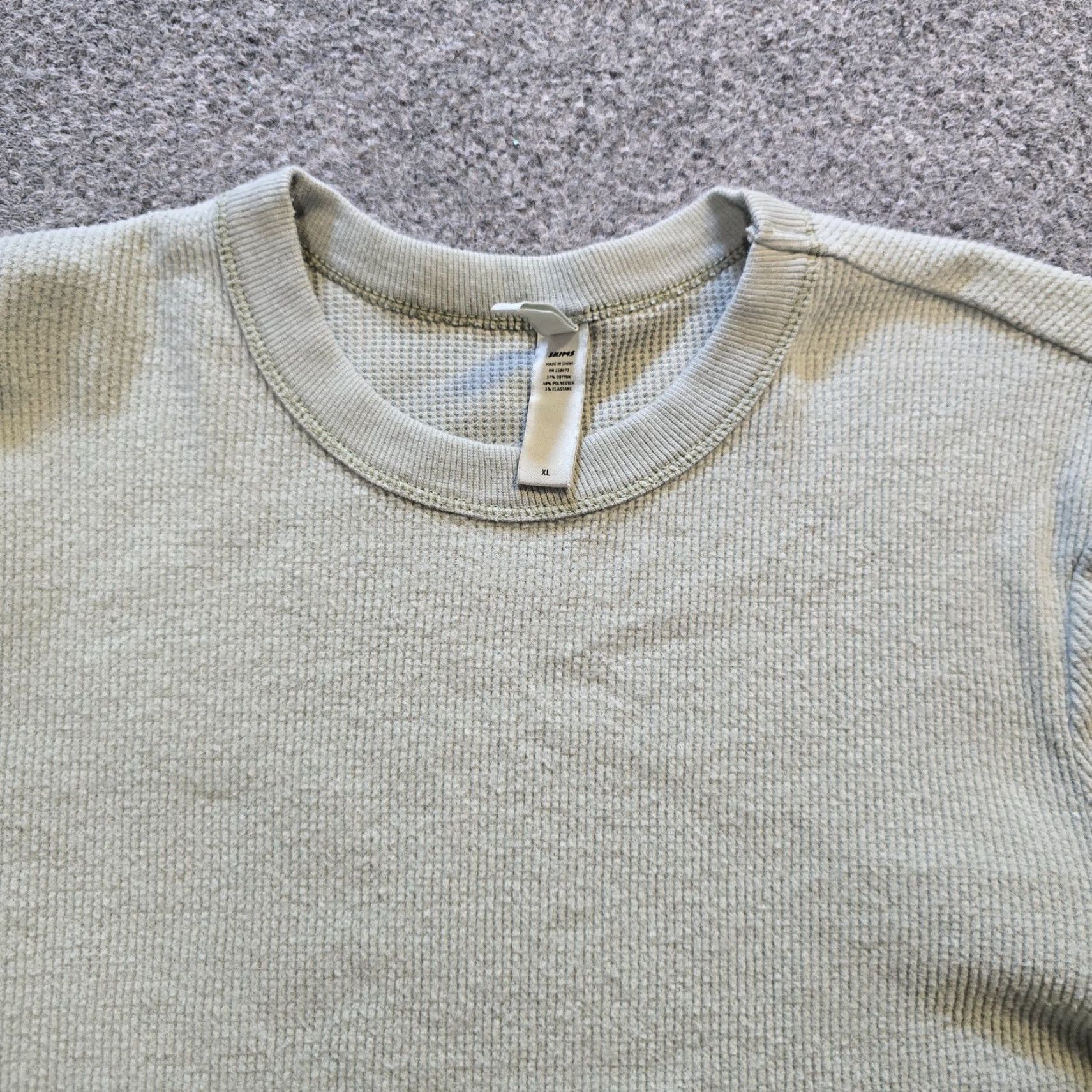 SKIMS Skims Top Womens XL Green Thermal Knit Crew Neck Long Sleeve Casual Capsule Crew Neck Basic Shirt Size XL / US 12-14 / IT 48-50 - 2 Thumbnail