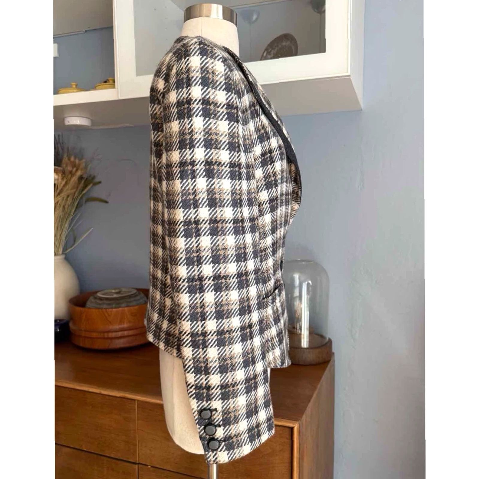 Louis Feraud VINTAGE Louis Féraud Blazer Jacket Wool Double-Breasted Plaid Check Womens Size 8 Size M / US 6-8 / IT 42-44 - 6 Thumbnail