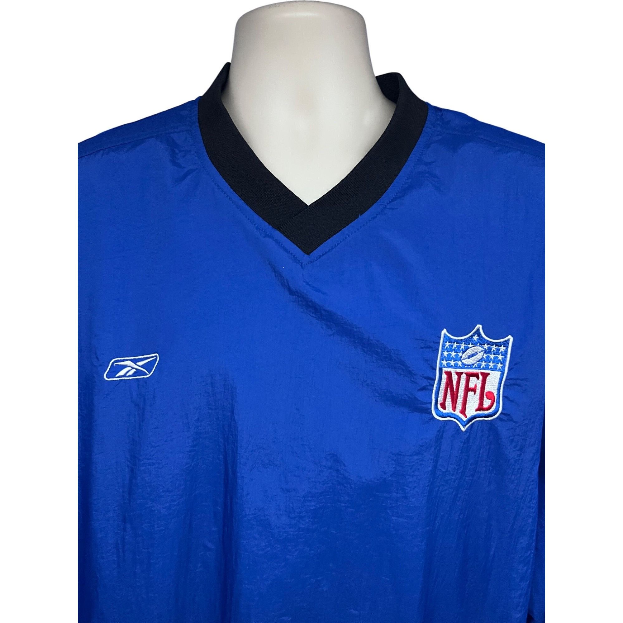 NFL NFL Reebok Vintage 90s Mens Blue Windbreaker V-Neck Pullover Size US XL / EU 56 / 4 - 4 Thumbnail