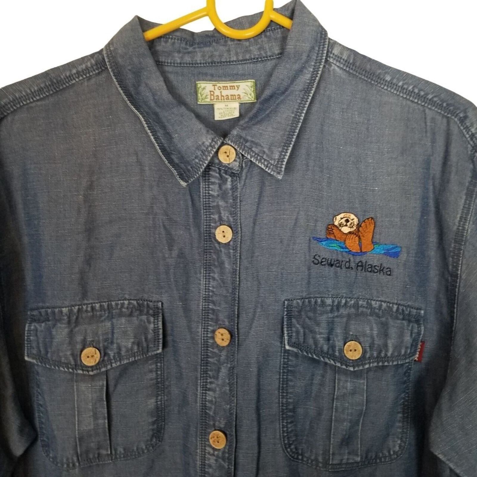 Tommy Bahama Tommy Bahama Mens Linen Blend Chambray Shirt Minimalist Sz M Size US M / EU 48-50 / 2 - 2 Thumbnail