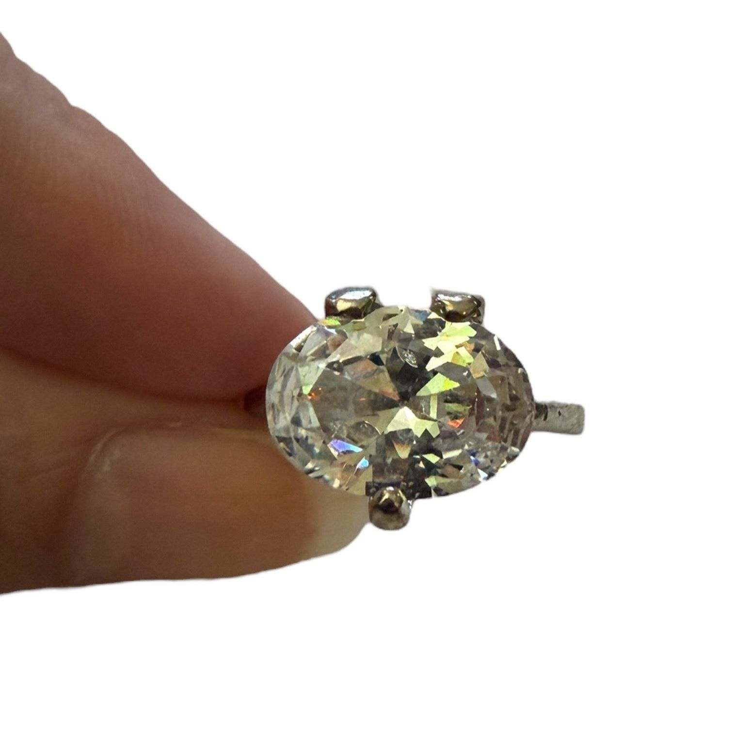 Other Diamond CZ Solitaire Engagement Silver Ring Size 8.5 Size ONE SIZE - 4 Thumbnail