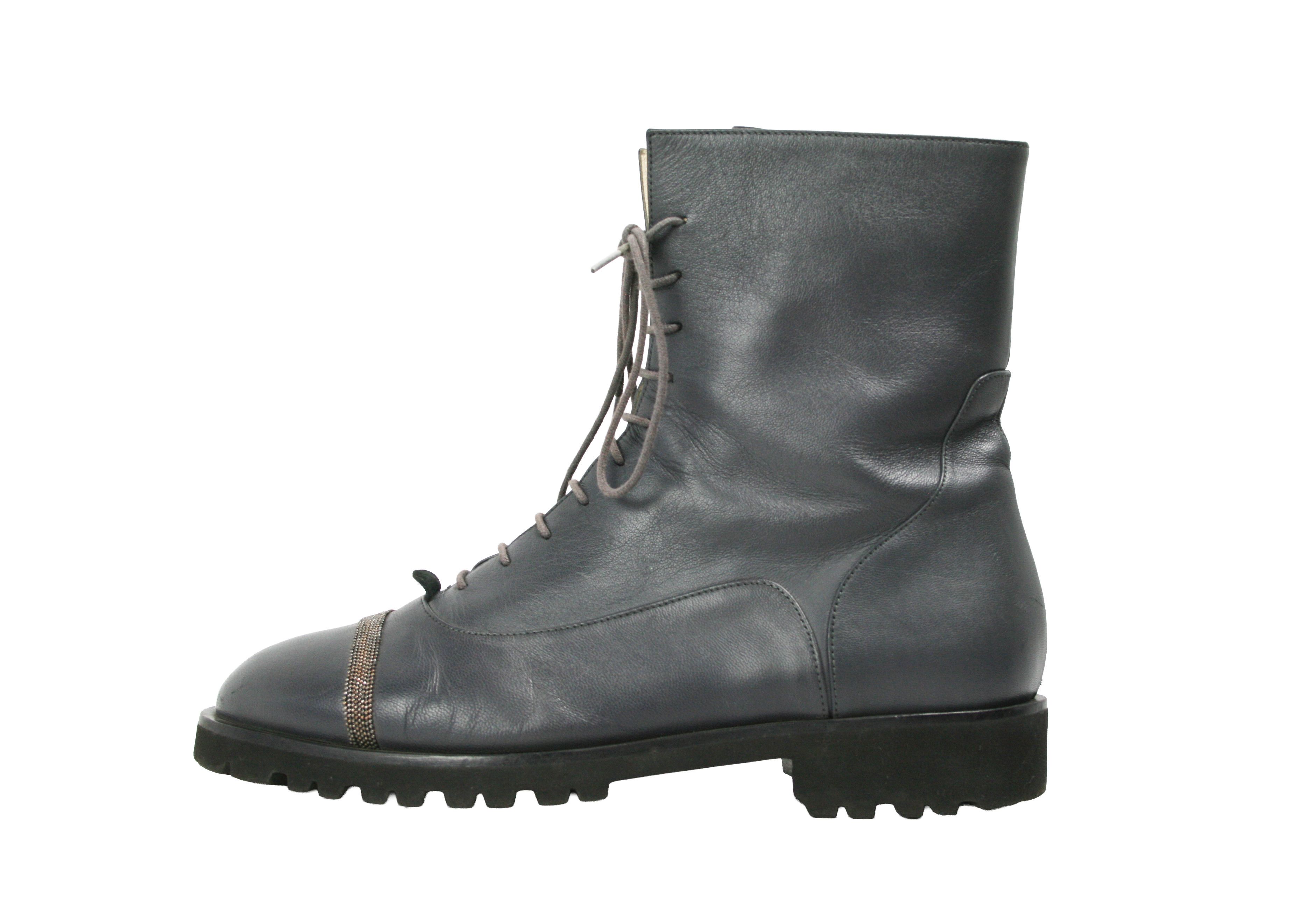 Fabiana Filippi Extra Light Leather Zip Ankle Combat Boots Size US 8 / IT 38 - 1 Thumbnail
