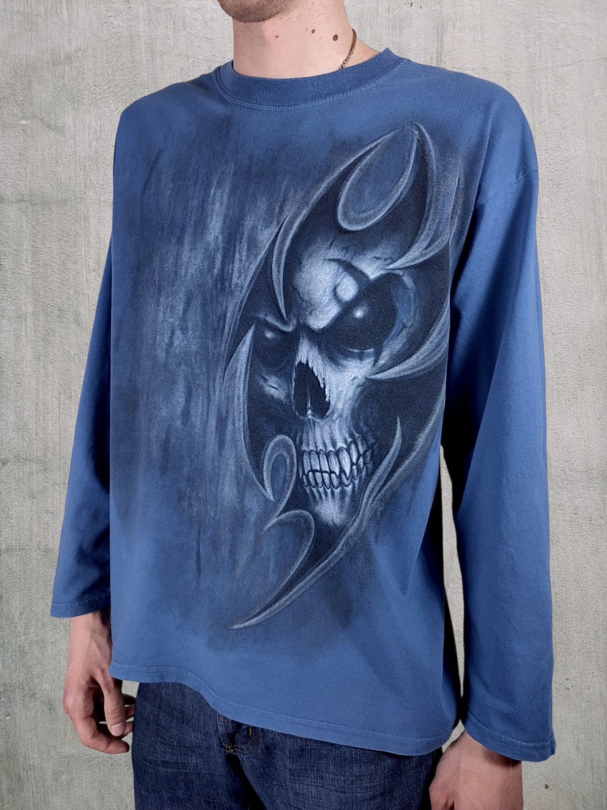 Band Tees Y2K Vintage Death Black Metal Neo Tribal Skull Long Sleeve Size US M / EU 48-50 / 2 - 2 Thumbnail