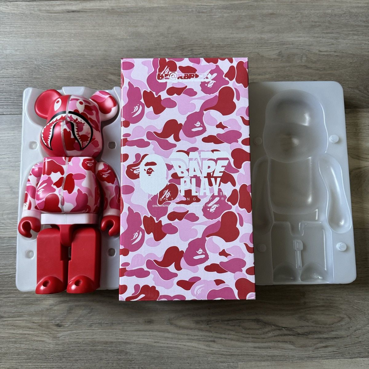 image of Bape Bearbrick “Pink” Camo Shark, Men's