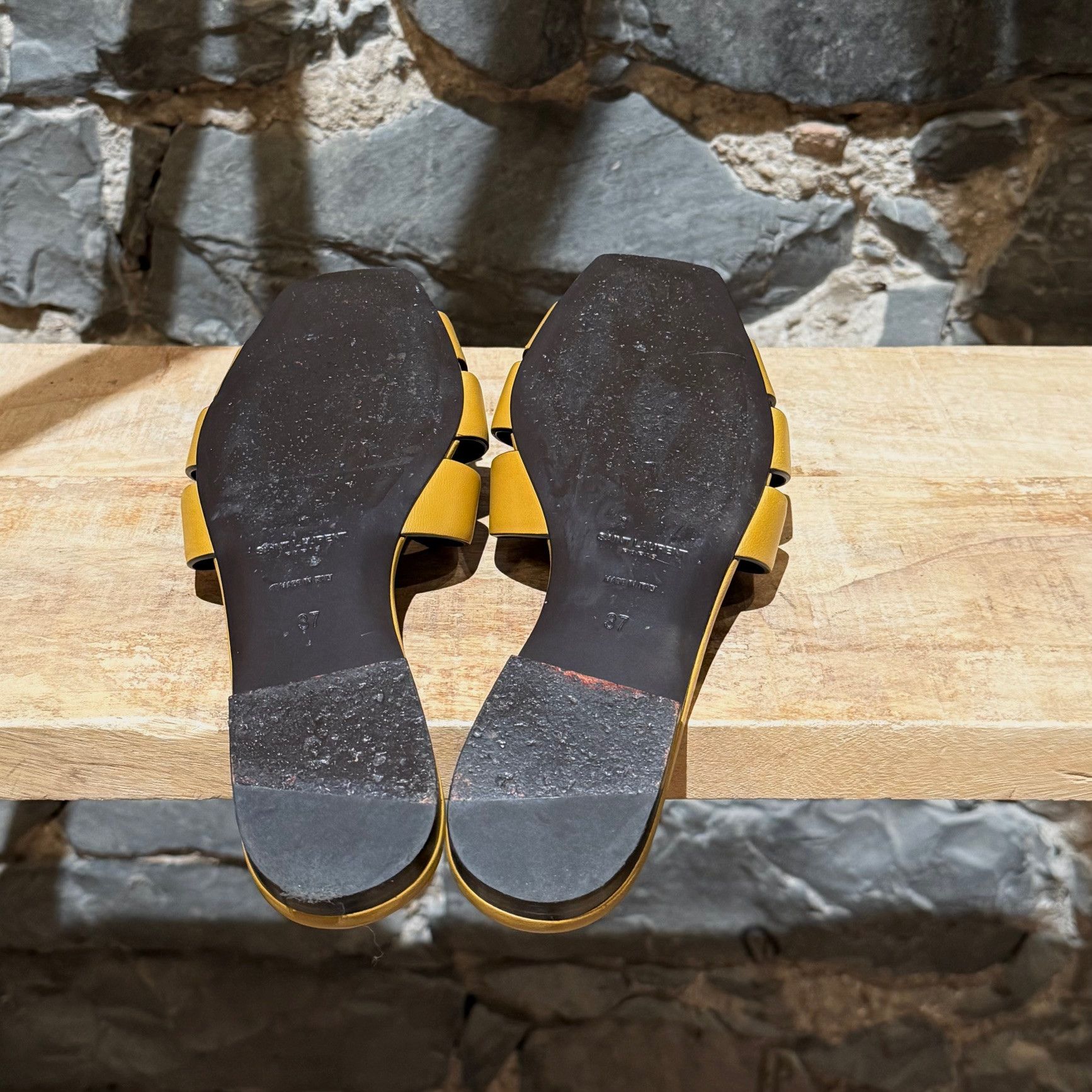 Saint Laurent Paris Saint Laurent Yellow Tribute Mules Flat Sandals Size US 7 / IT 37 - 8 Thumbnail