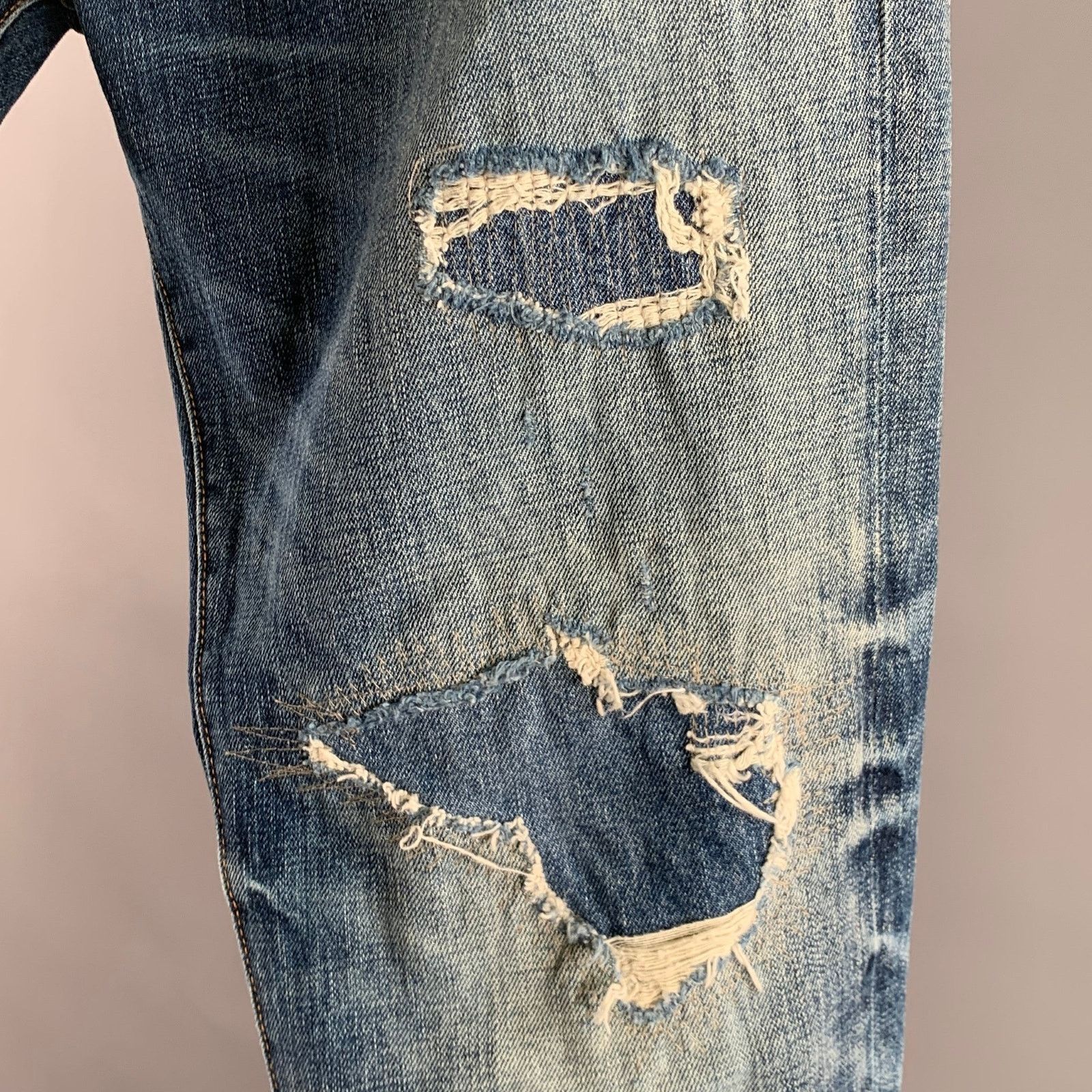 Ralph Lauren RALPH LAUREN Size 36 Blue Distressed Cotton Straight Jeans Size US 36 / EU 52 - 3 Thumbnail