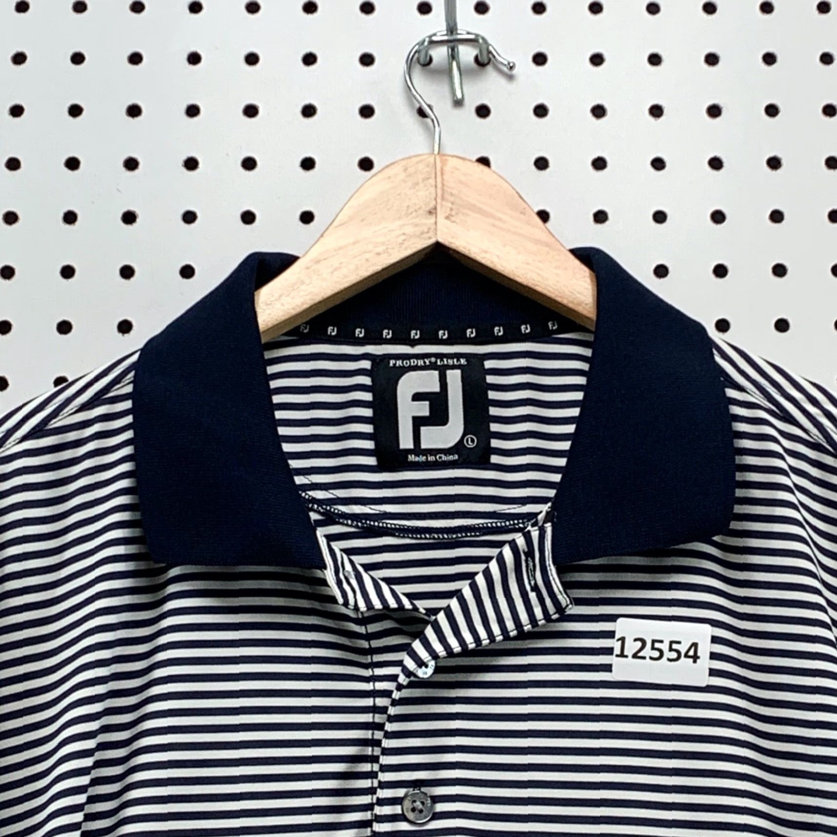 Footjoy FootJoy Mens PRODRY Lisle Short Sleeve Polo Blue White Striped Size Large FJ Size US L / EU 52-54 / 3 - 6 Thumbnail