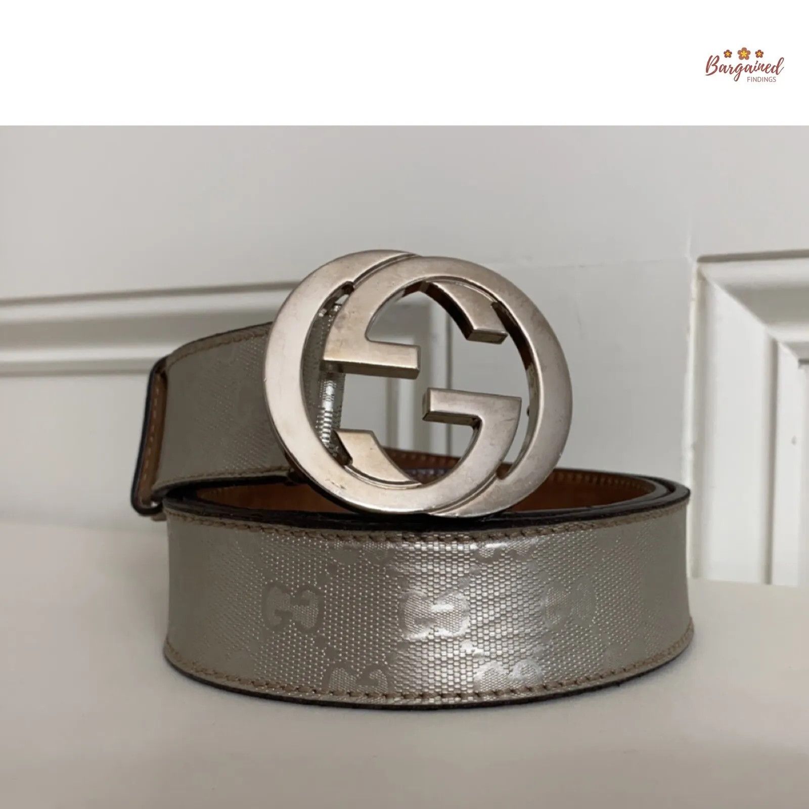 Gucci Gucci Imprime Monogram Leather Interlocking G Buckle Belt Size 34 - 1 Thumbnail