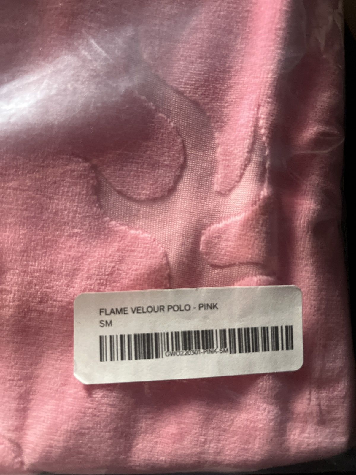 Golf Wang Golf Wang Flame Velour Polo Shirt Pink, Size SM Size US S / EU 44-46 / 1 - 5 Thumbnail
