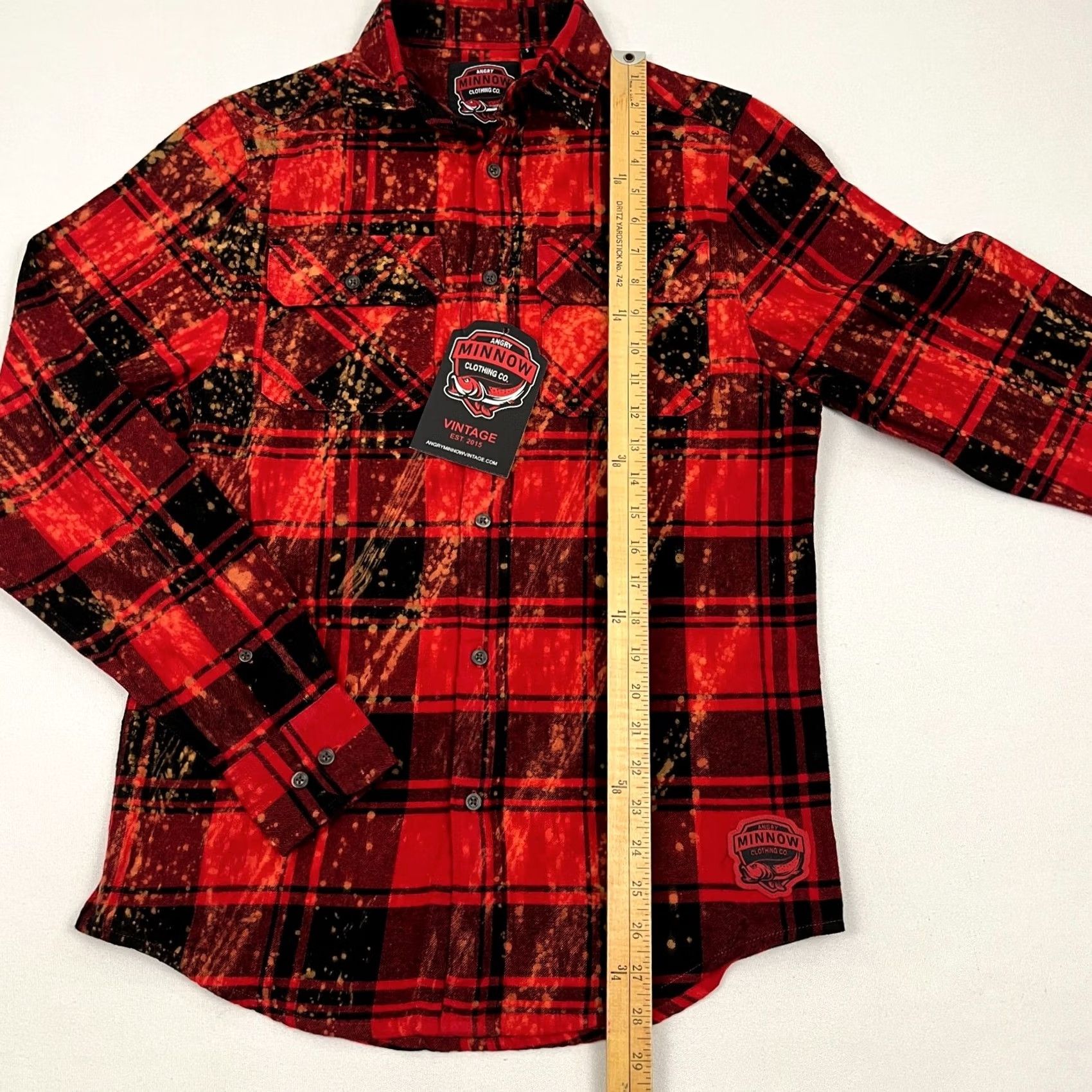 Vintage Angry Minnow Flannel Shirt Mens S Red Black Plaid Cotton Button-Up Size US S / EU 44-46 / 1 - 6 Thumbnail