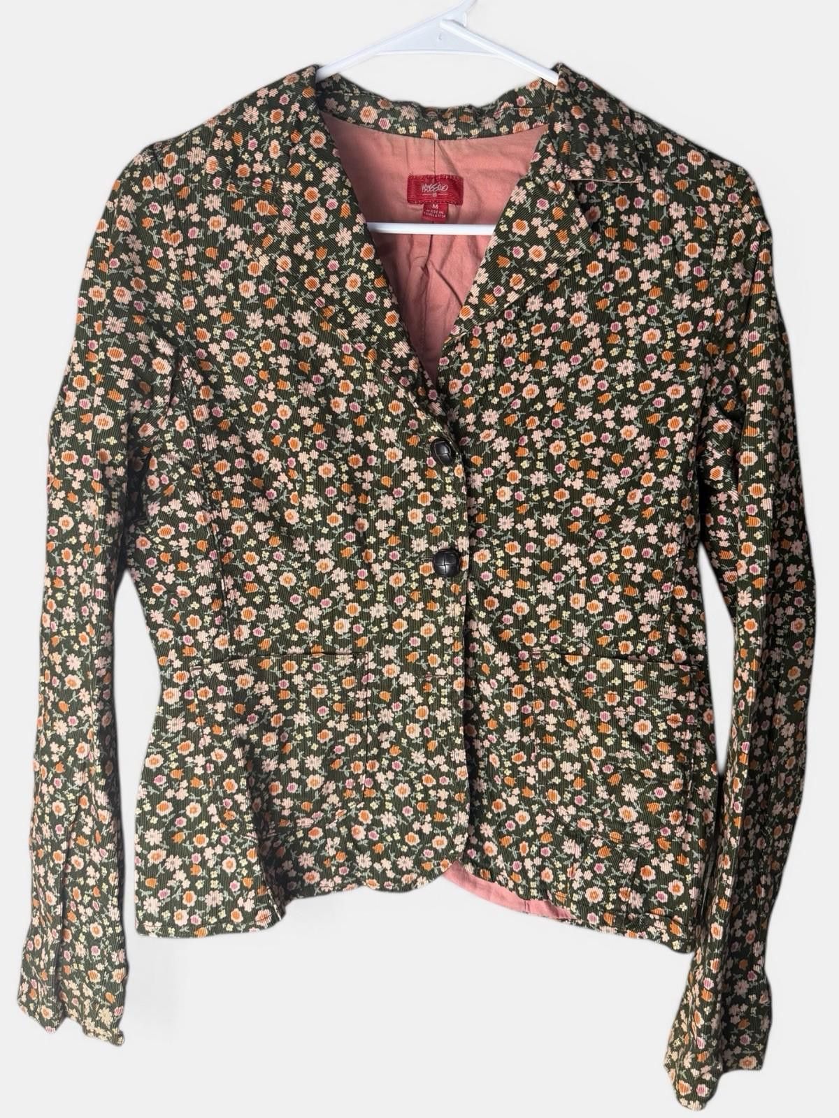 Mossimo Mossimo Women M Floral Corduroy Blazer Jacket Size 38R - 2 Thumbnail