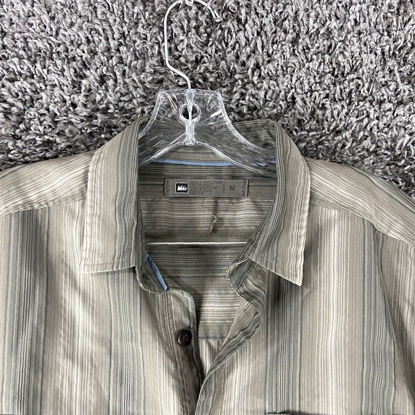 Vintage REI Men’s Short Sleeve Button-Up Shirt Green Striped M Size US M / EU 48-50 / 2 - 6 Thumbnail
