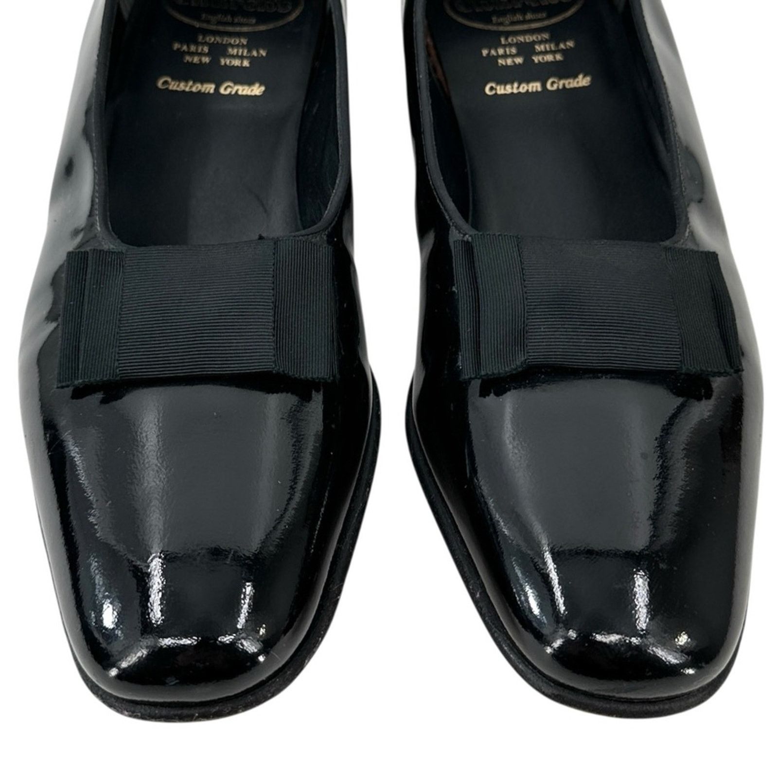 Church's Black Patent Leather Opera Bow Dress Shoes Slip On Loafers Size US 9.5 / EU 42-43 - 4 Thumbnail