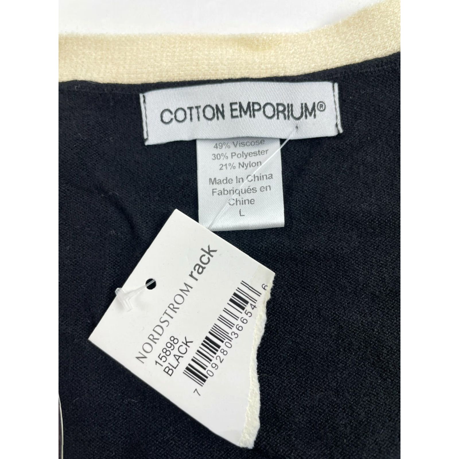 Vintage Cotton Emporium Cardigan Sweater Women's L Black Cream Stripes Buttoned NWT, Cardigan, Women, L, Black, Stripes, Buttoned, NWT Size L / US 10 / IT 46 - 6 Thumbnail