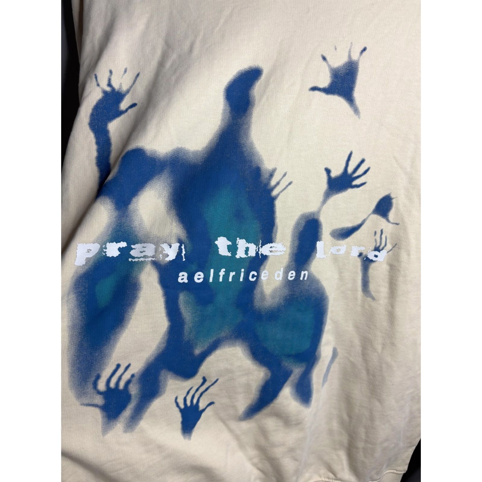 Vintage Elfric Eden Hoodie Mens L White Graphic Print Pray the Lord Pullover Sweatshirt Size US L / EU 52-54 / 3 - 2 Thumbnail