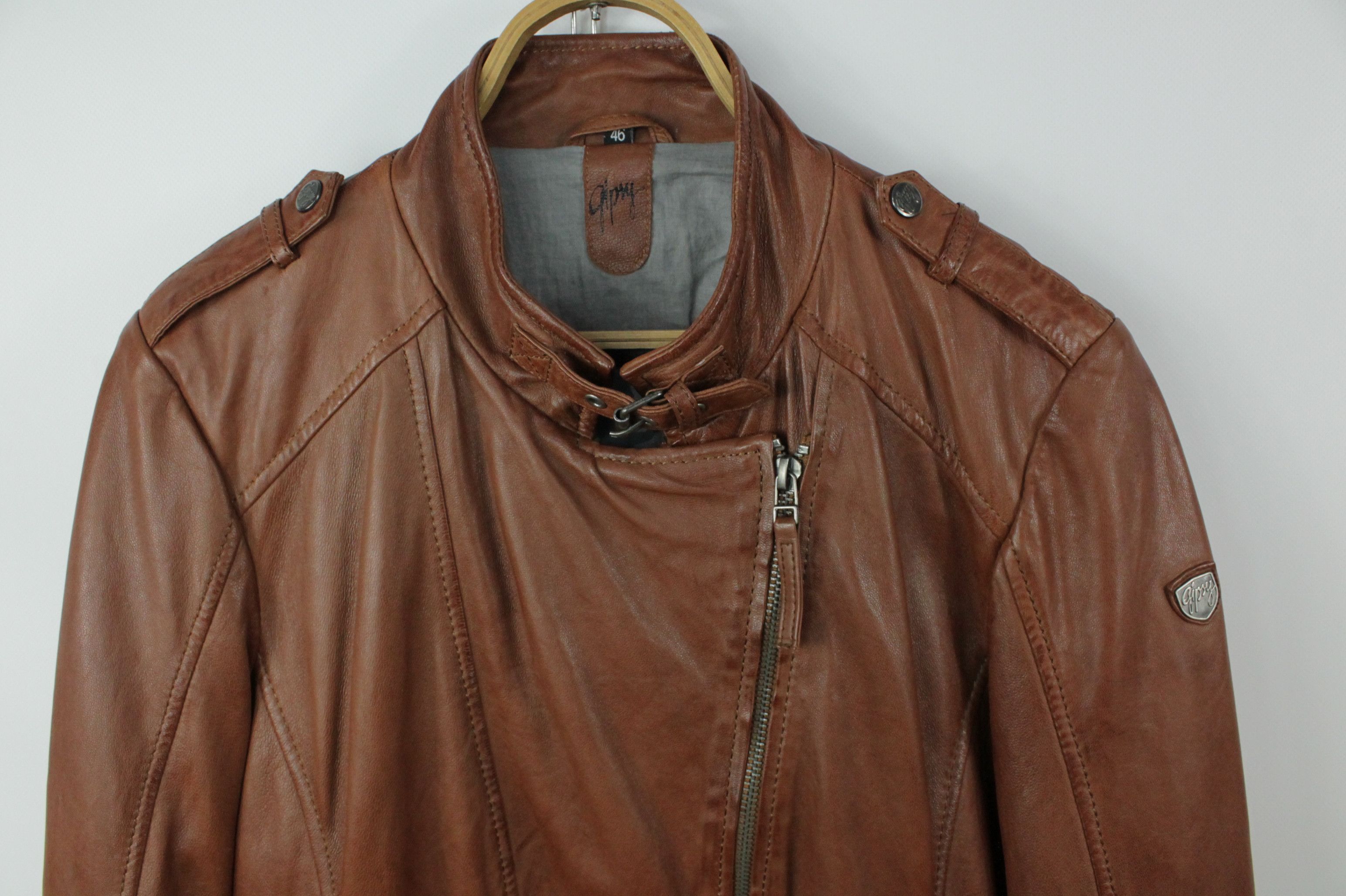 Gypsy Gipsy Cognac Brown Leather Women's Jacket Size XL / US 12-14 / IT 48-50 - 2 Thumbnail