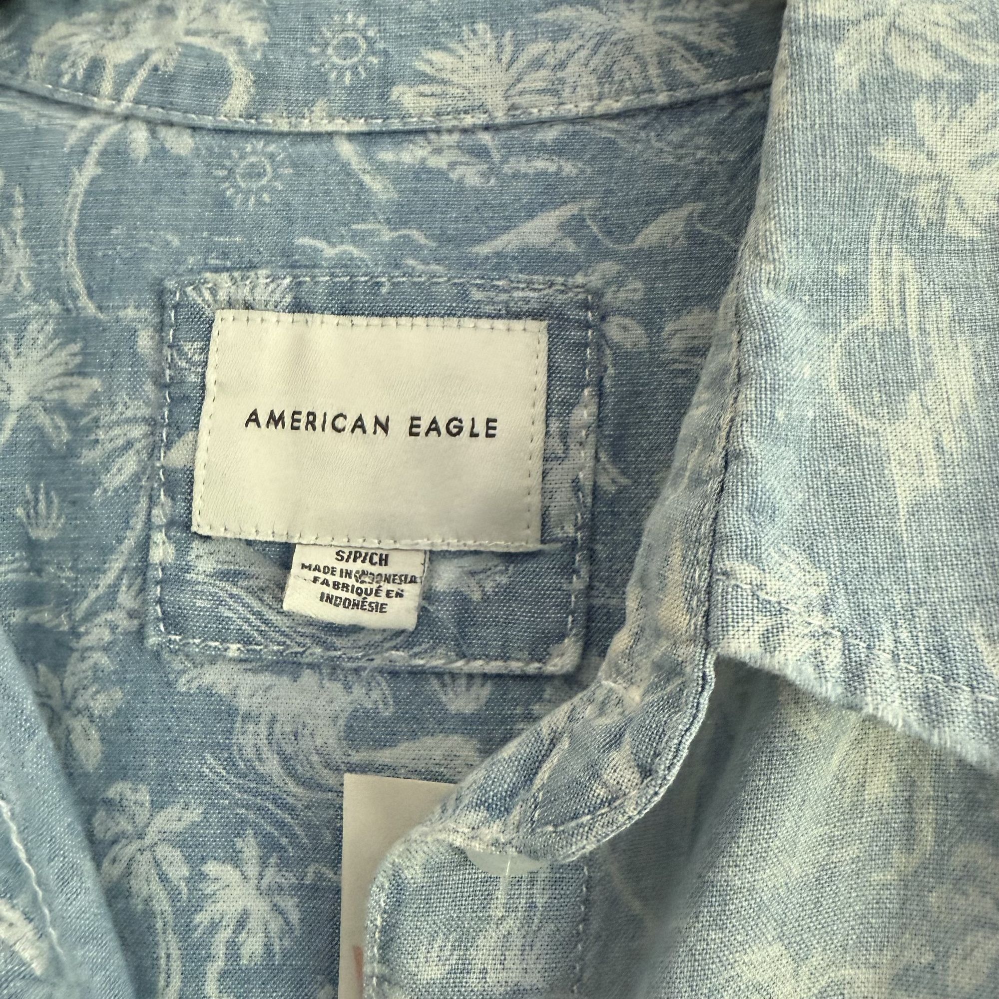 American Eagle Outfitters American Eagle Women's Palm Prints Chambray Shirt Small Size US S / EU 44-46 / 1 - 3 Thumbnail