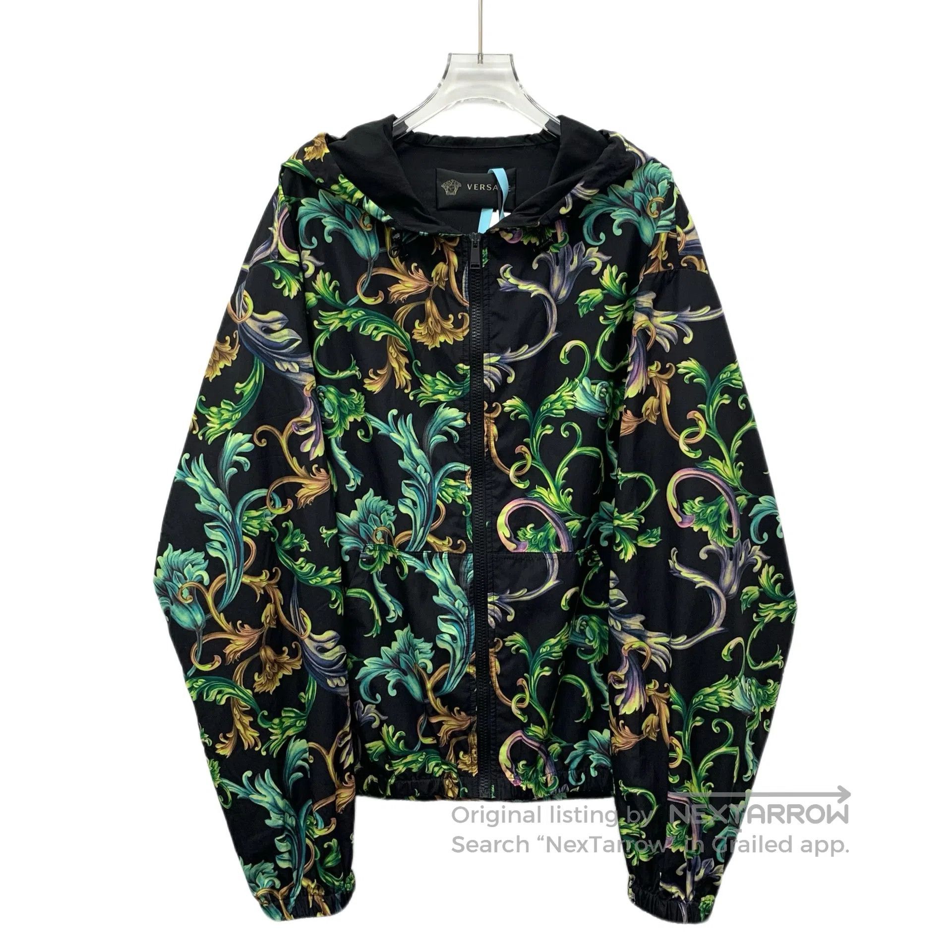 Versace Versace Black Floral Printed Hooded Zip Long-Sleeve Jacket Size US L / EU 52-54 / 3 - 1 Thumbnail