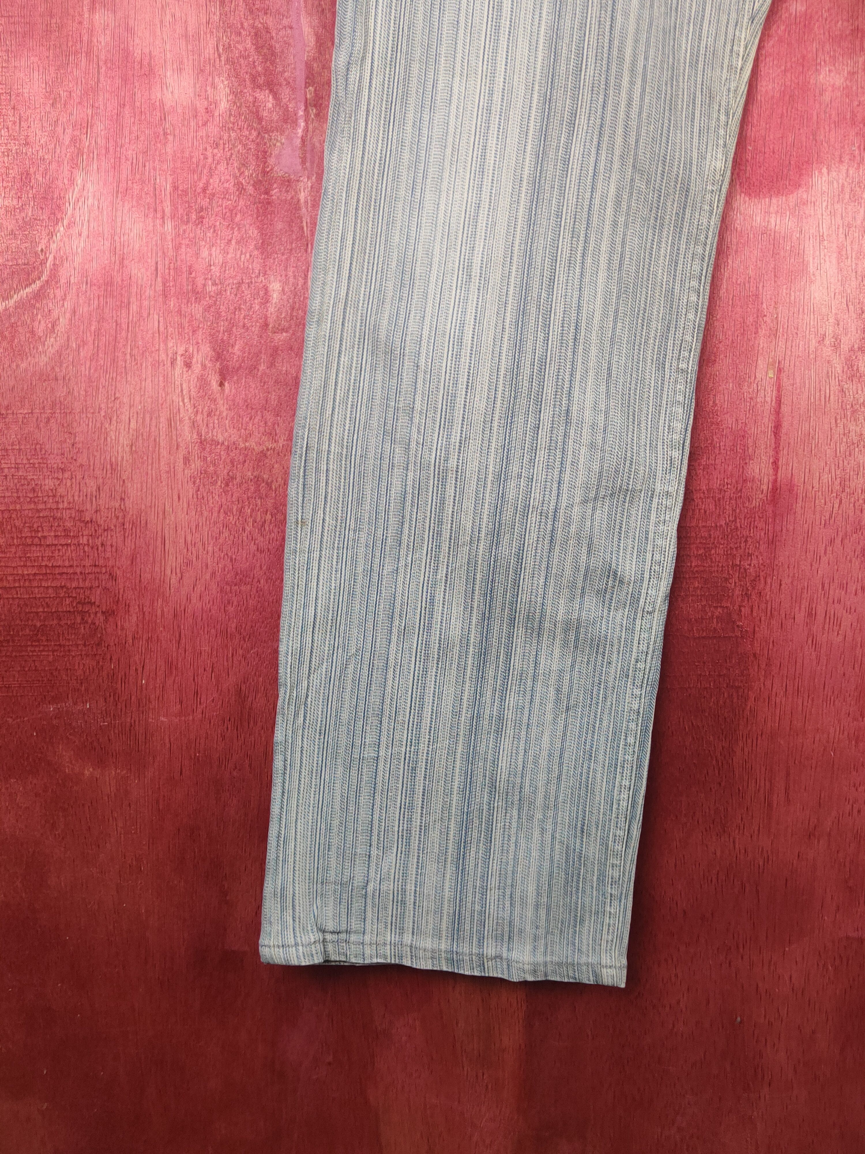 Japanese Brand Root Three Blue White Stripe Distressed Ripped Jeans #S2371 Size US 32 / EU 48 - 4 Thumbnail