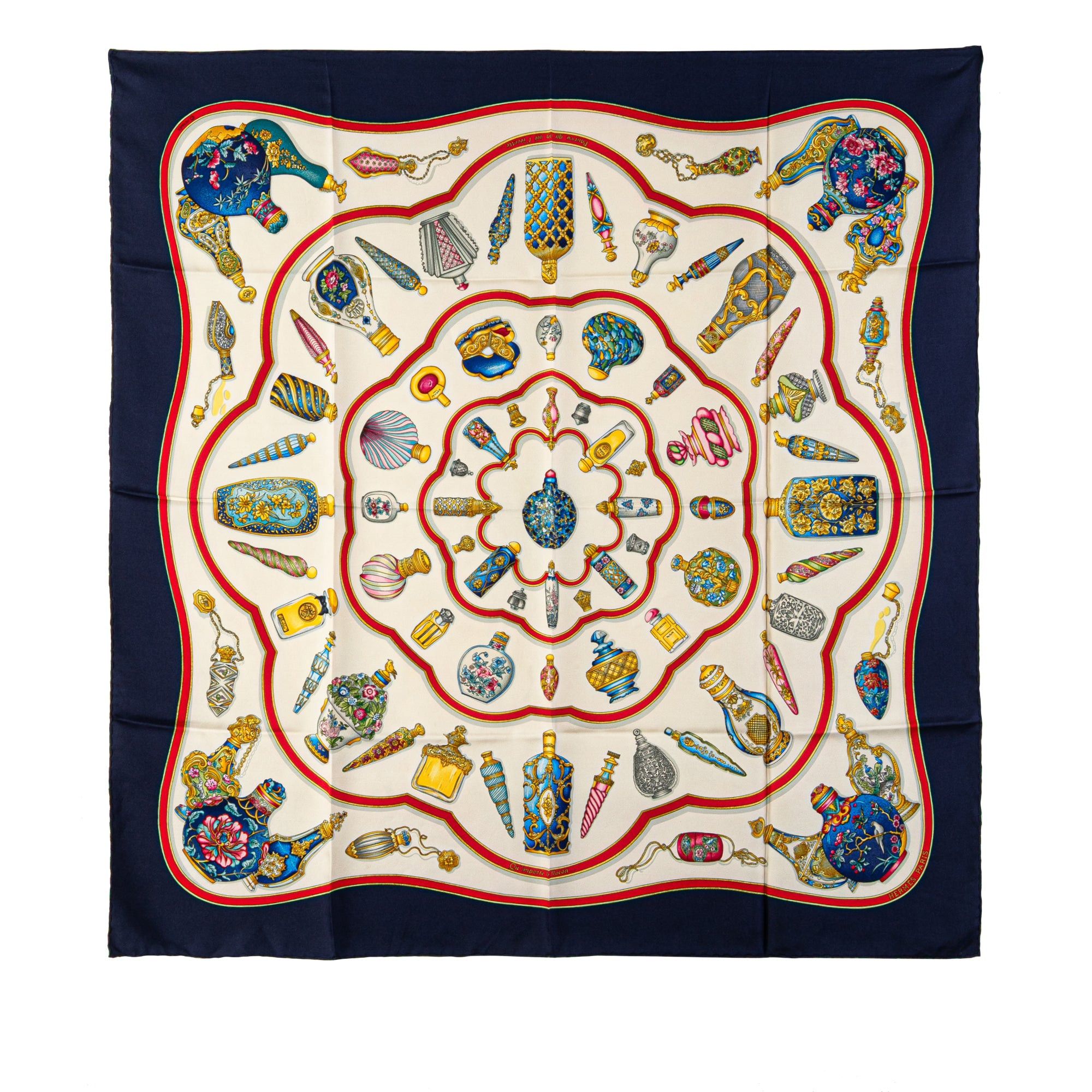 Hermes Hermès Qu Importe Le Flacon Silk Scarf White Size ONE SIZE - 1 Thumbnail