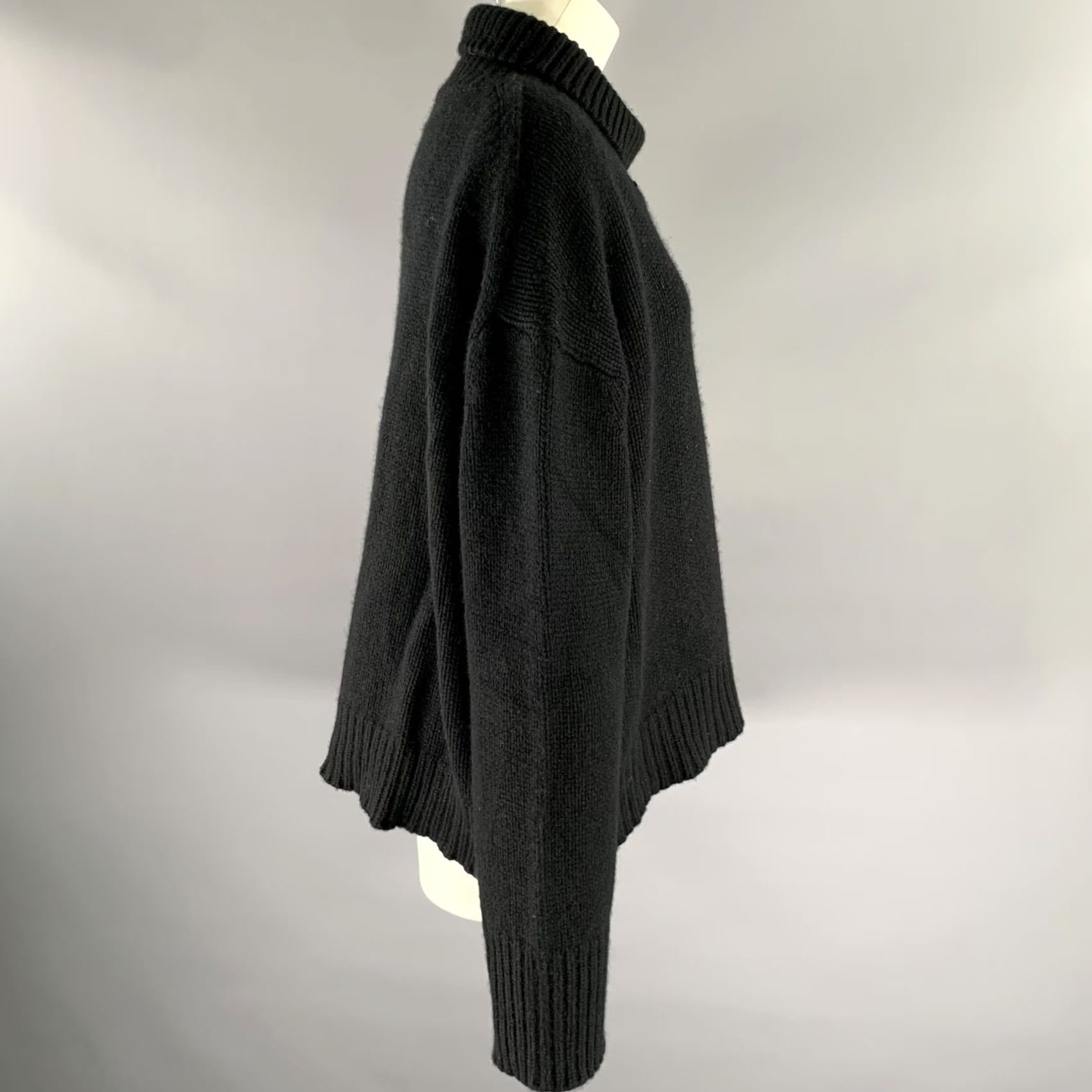 Vintage SABLYN Size L Black Cashmere Polyester Turtleneck Sweater Size L / US 10 / IT 46 - 3 Thumbnail