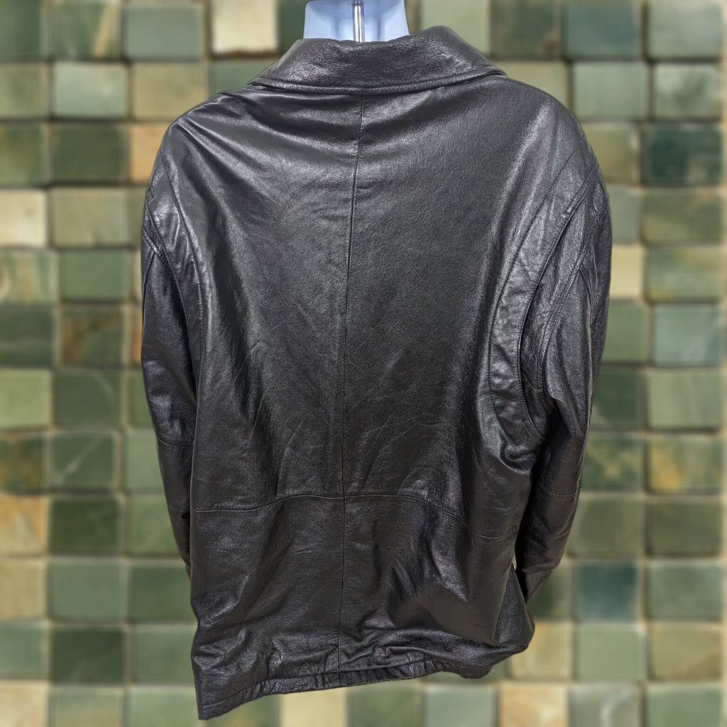 Vintage VINTAGE Y2K Men's Leather Motorcycle Coat/Jacket Bomber 2XL Black Leather 00s Size US XXL / EU 58 / 5 - 1 Thumbnail